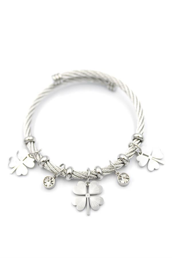 Yonca Charm Bilezik - Gümüş