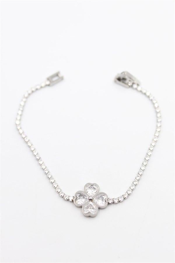 Yonca Su Yolu Bileklik - Gümüş