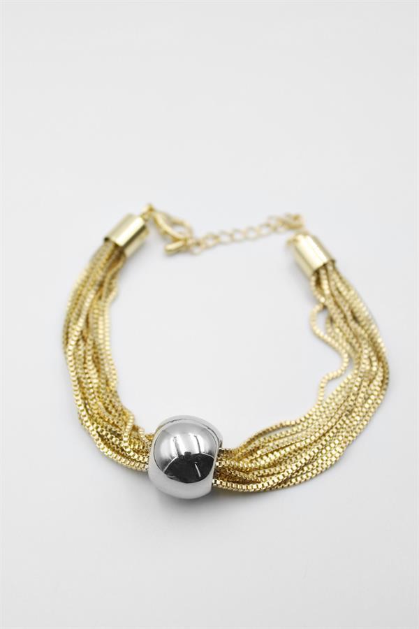 Zincirli Top Bileklik - Altın