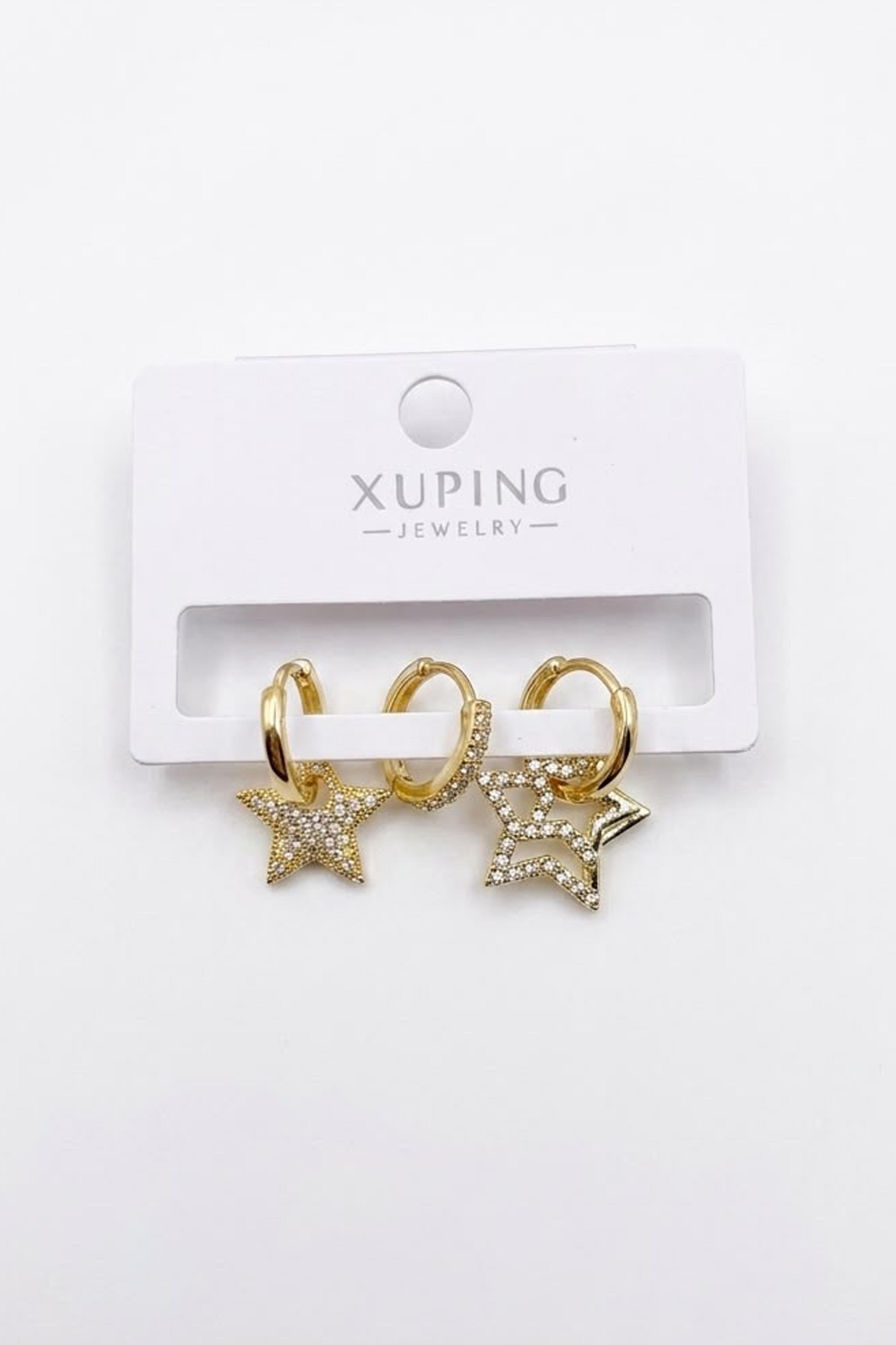 3'lü Xuping Küpe - Altın - Toptan Takı