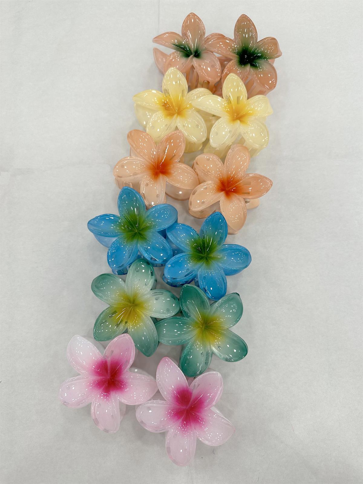 12'li Plumeria Çiçek Toka - ÇOK RENKLİ
