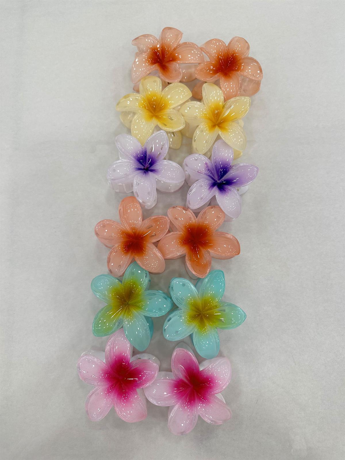 12'li Plumeria Çiçek Toka - ÇOK RENKLİ