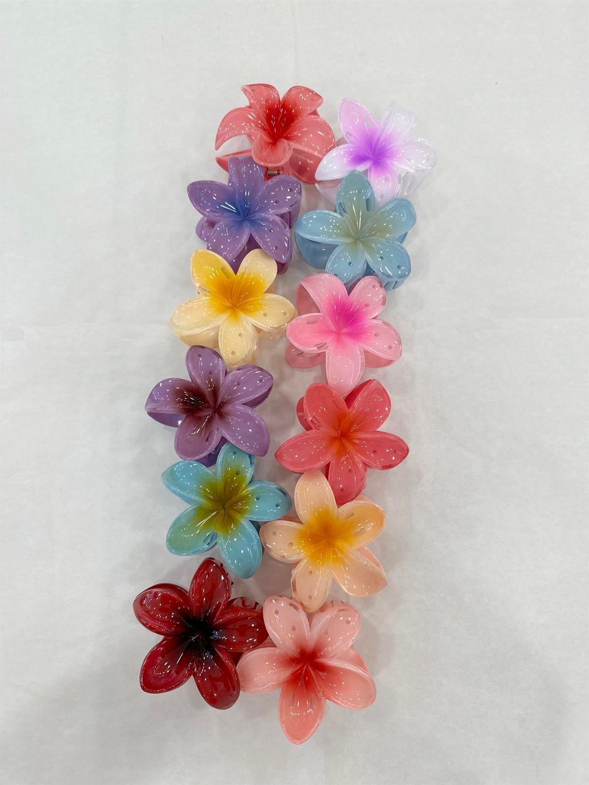 12'li Plumeria Çiçek Toka - ÇOK RENKLİ