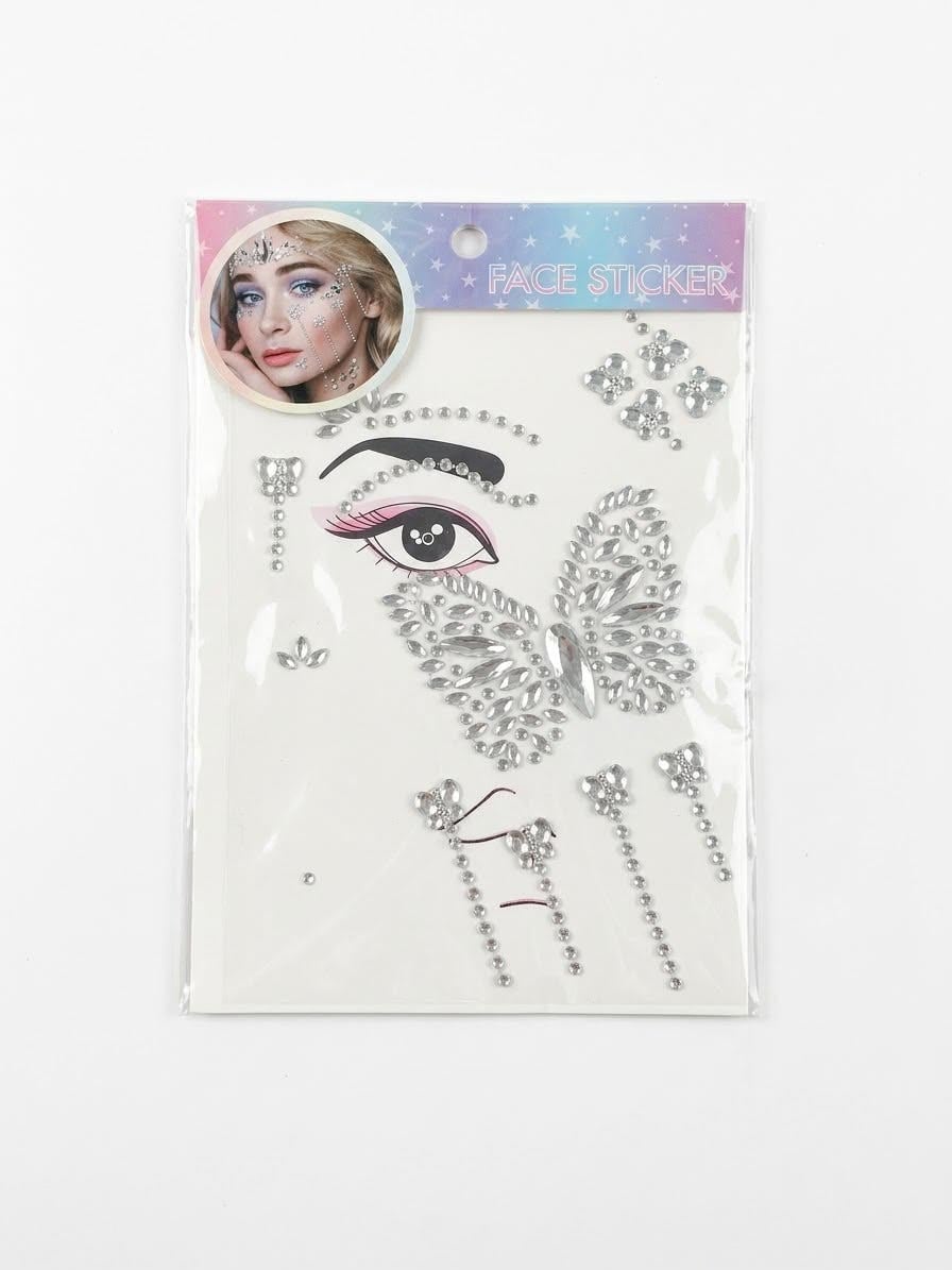 12'li Taşlı Bedazzling Sticker - Beyaz - Toptan Takı