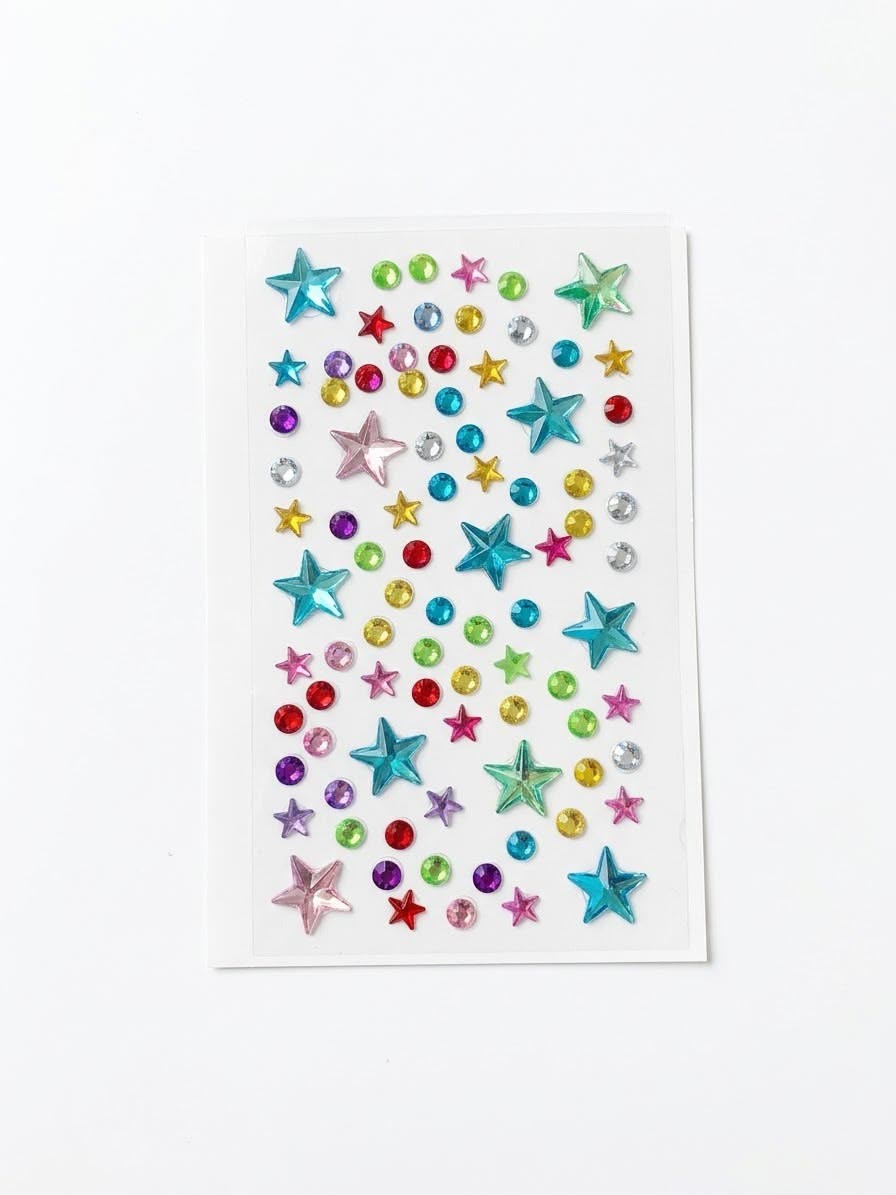 12'li Taşlı Bedazzling Sticker - ÇOK RENKLİ - Toptan Takı