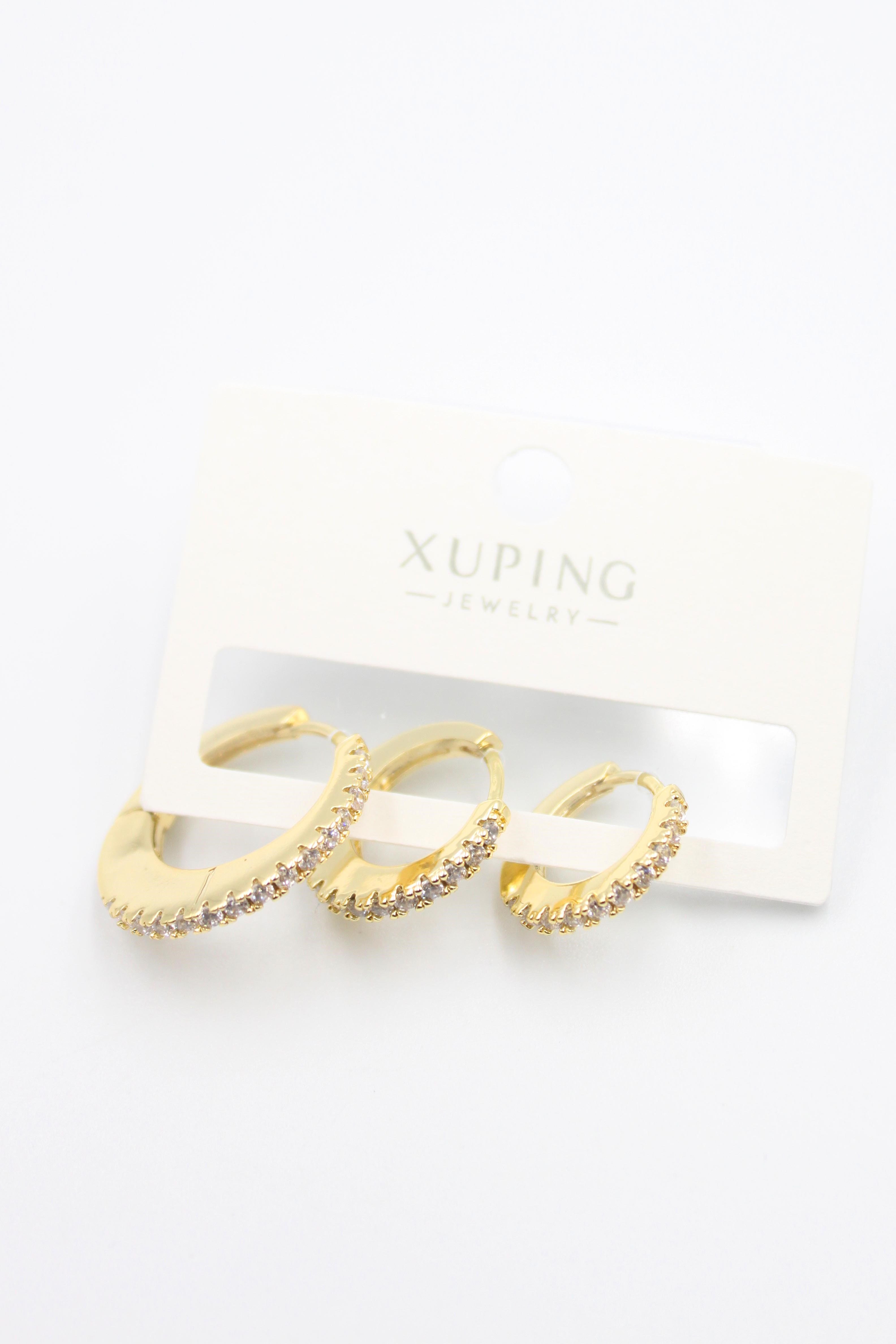 3'lü Xuping Küpe - Altın - Toptan Takı