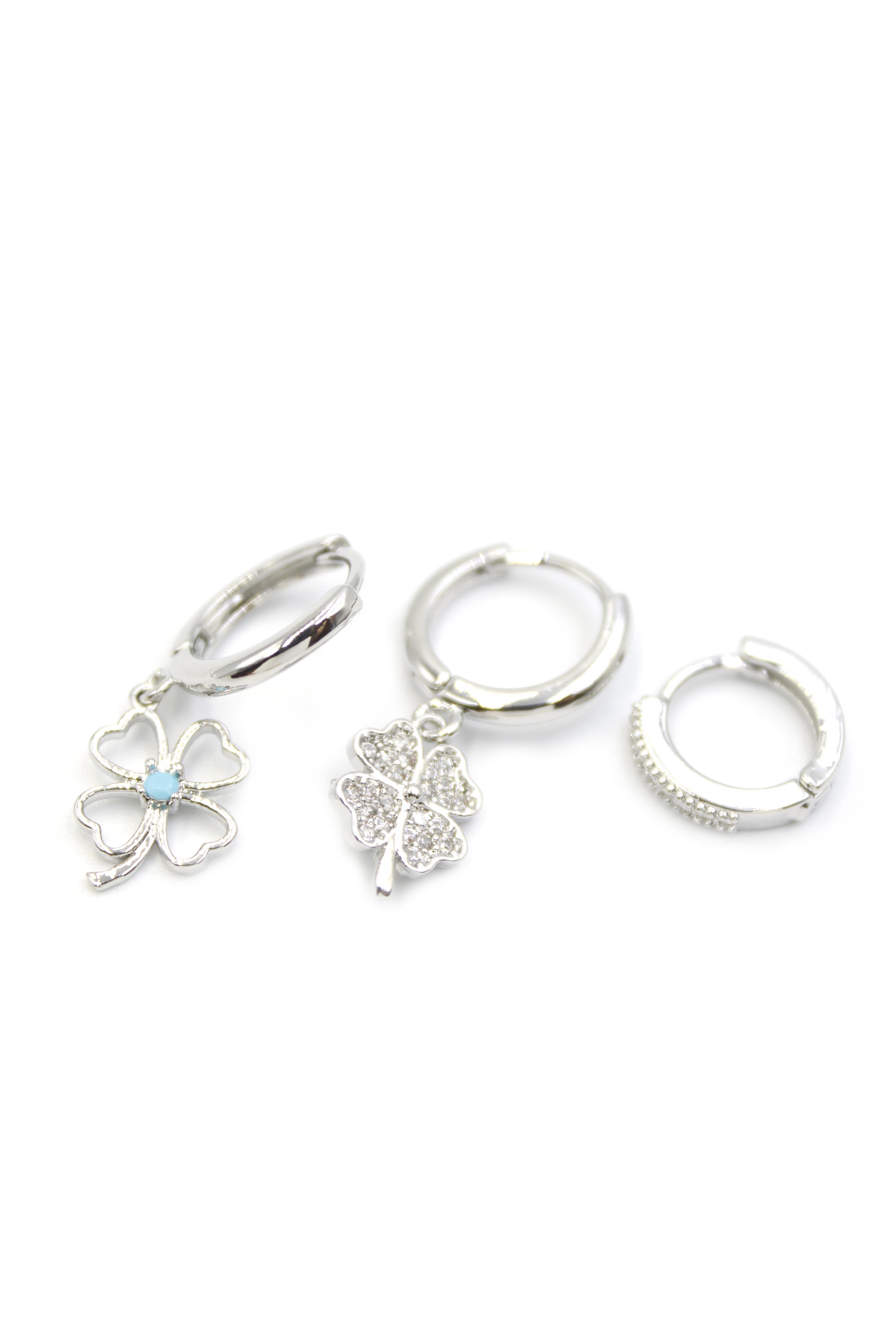3'lü Yonca Küpe - Gümüş