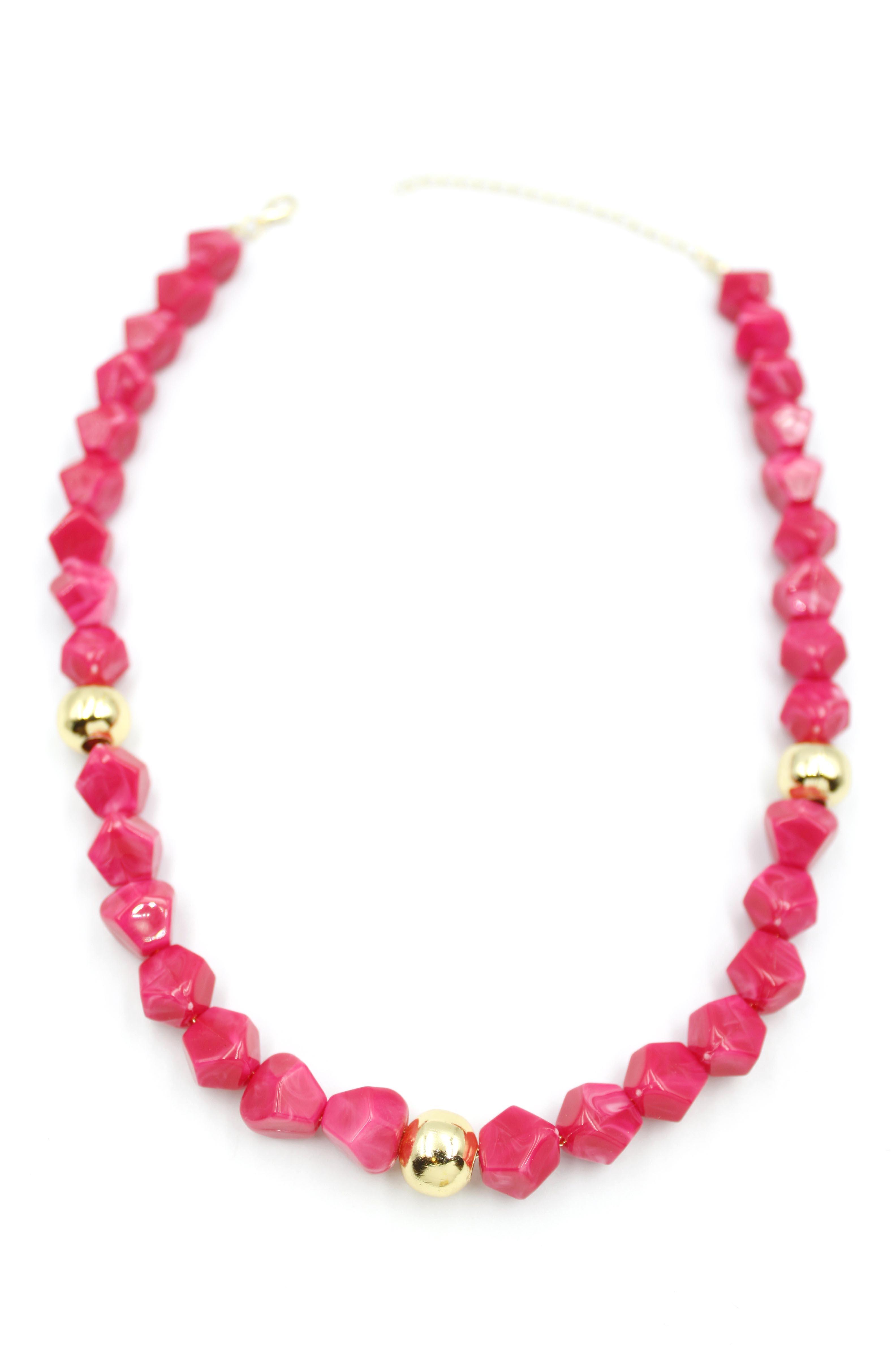 Boncuklu Kolye - Pembe