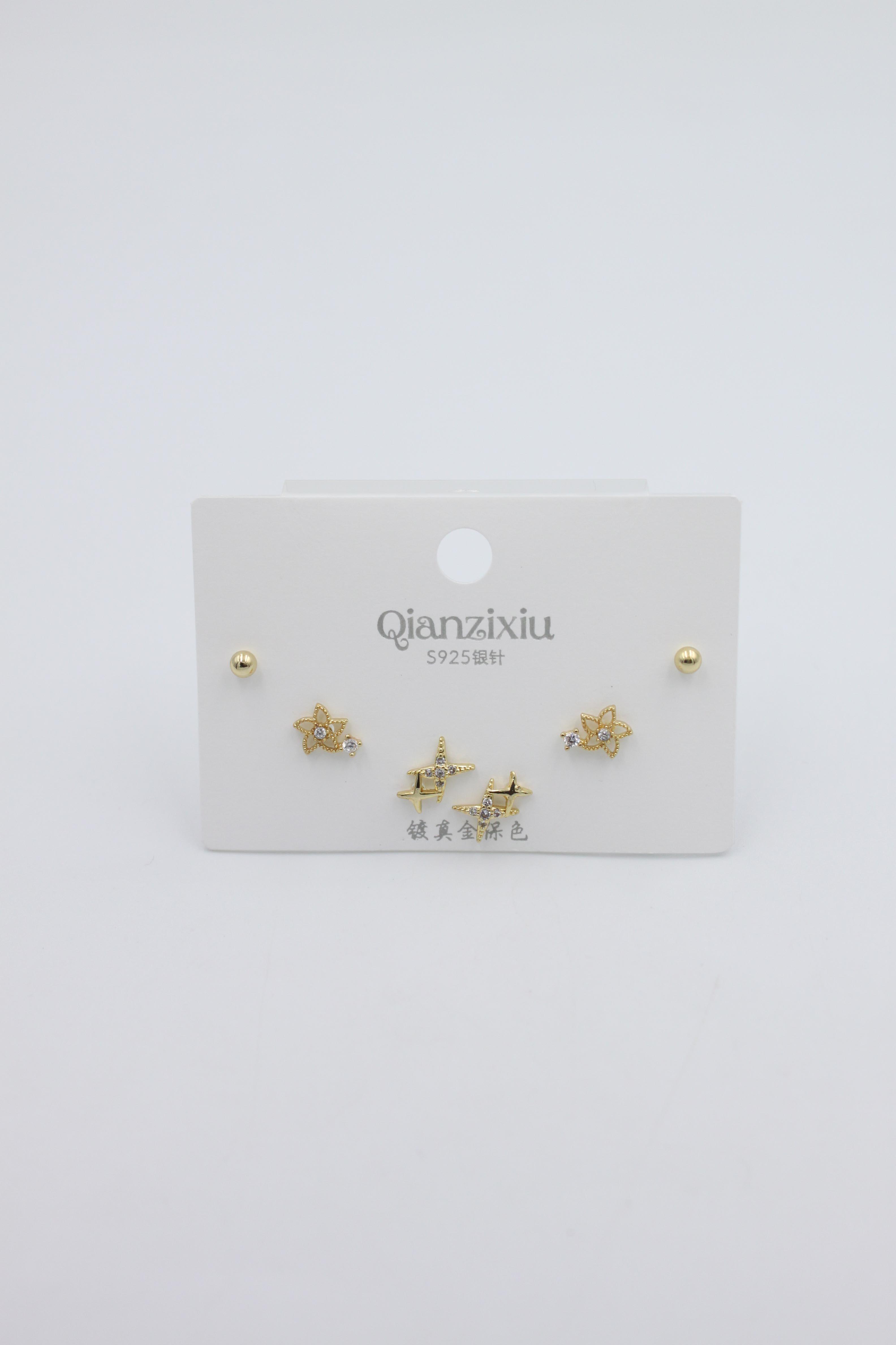 Çoklu Set Küpe - Altın