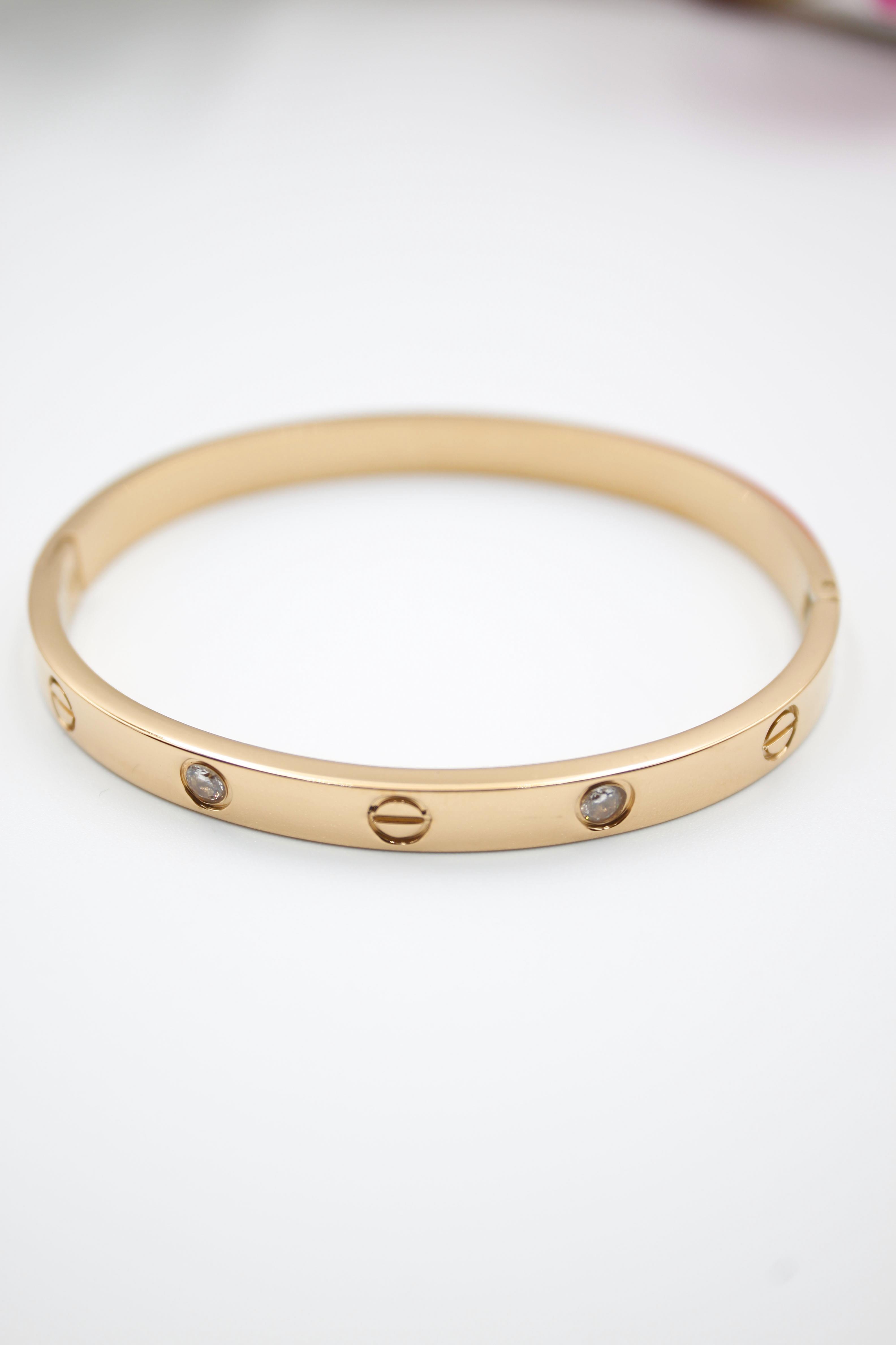 CRT Model Taşlı Çelik Bilezik (60mm) - Rose