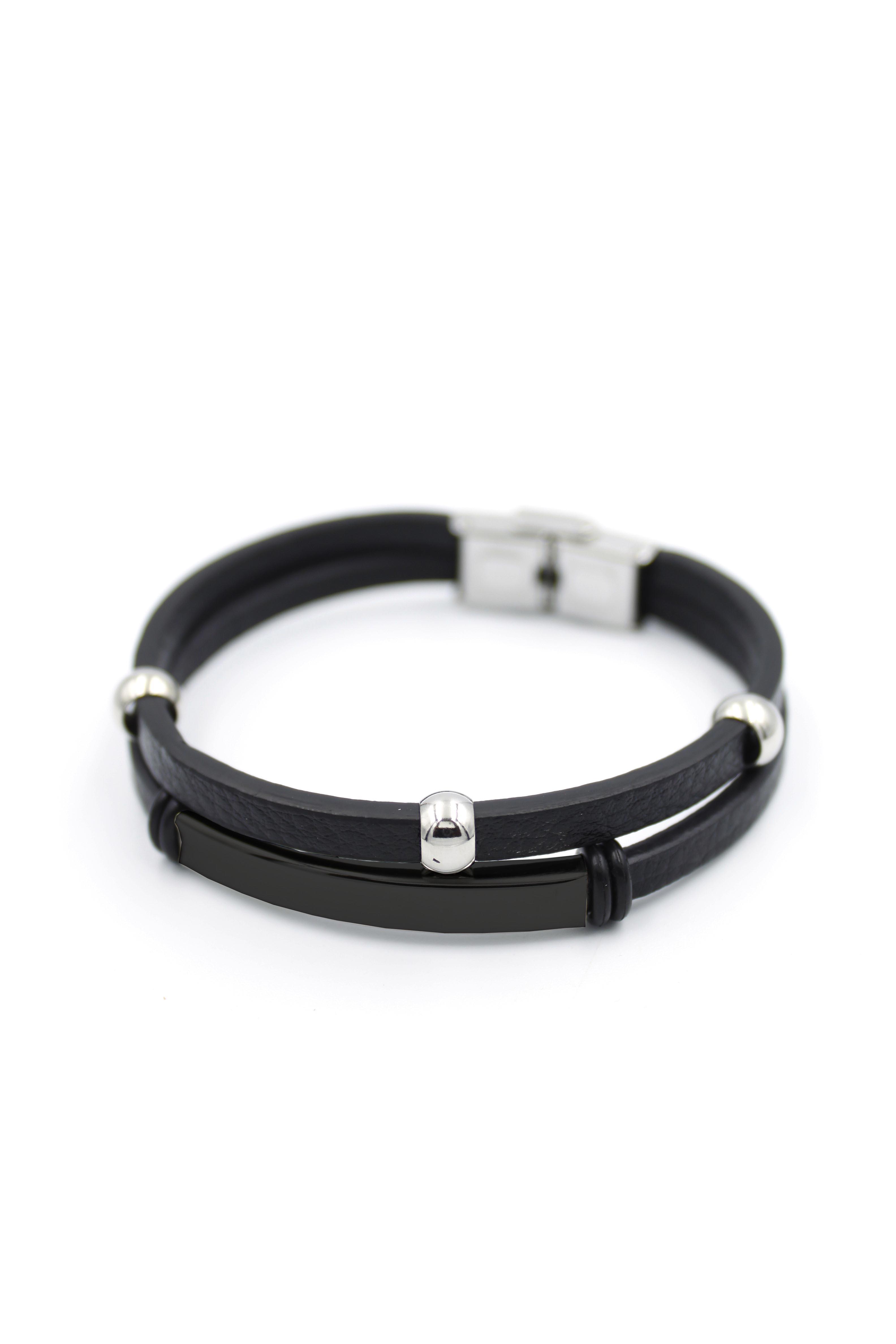 Deri Erkek Bileklik - Siyah