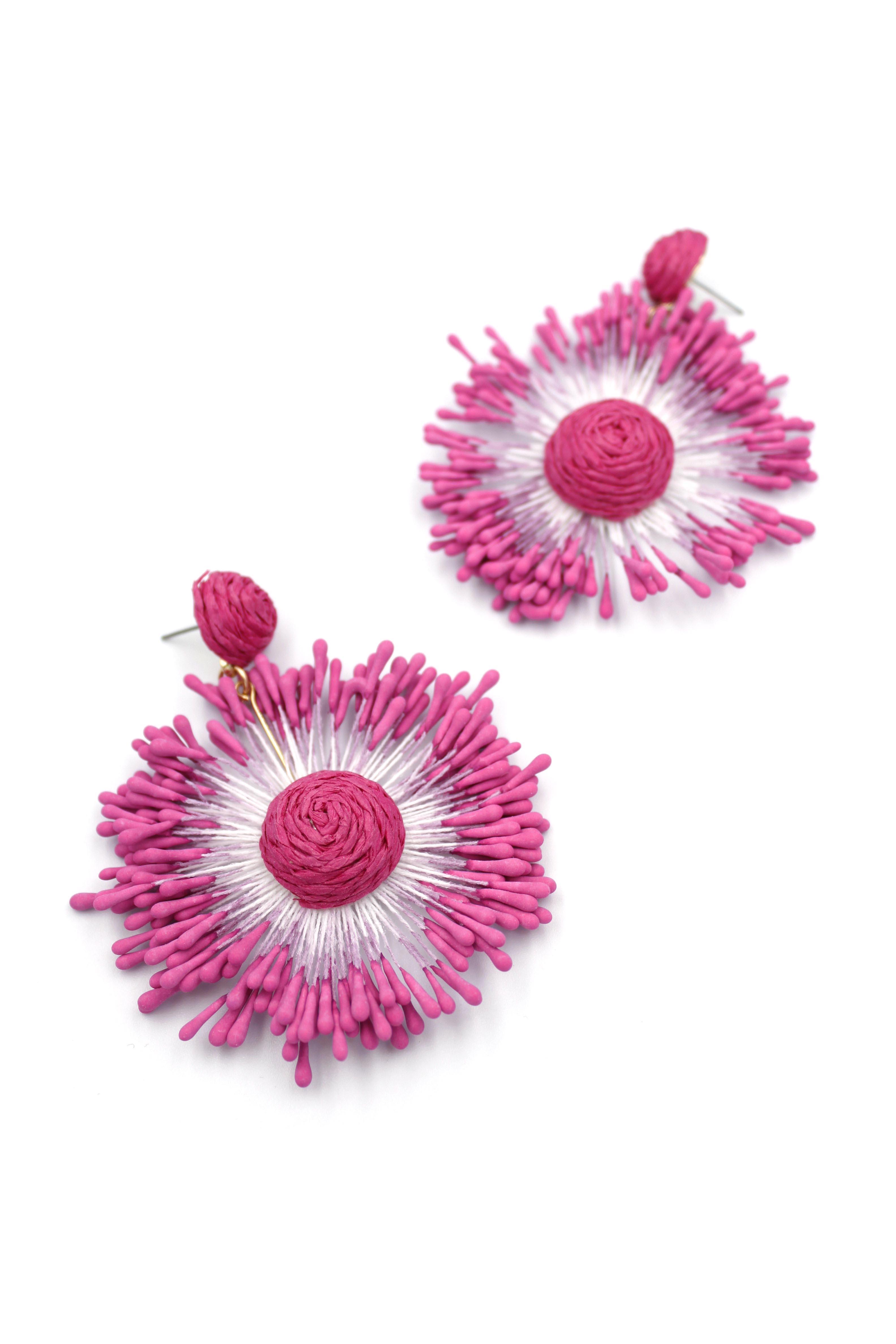 Güneş Hasır Küpe - Pembe