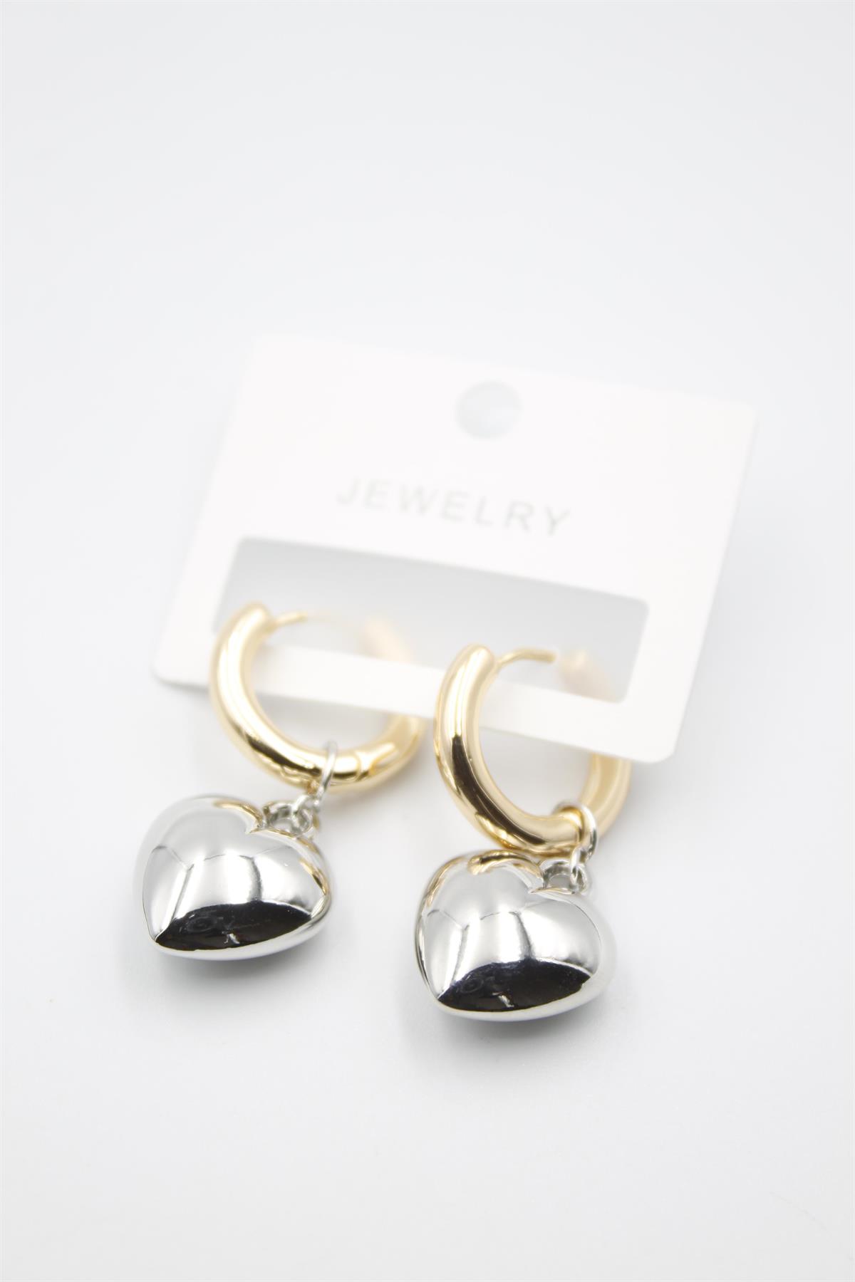 Halka Kalp Küpe - Gümüş