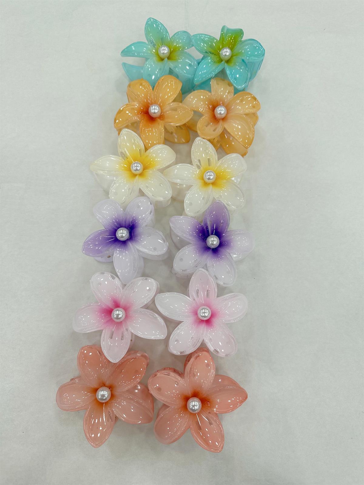 İncili Plumeria Çiçek Toka - ÇOK RENKLİ