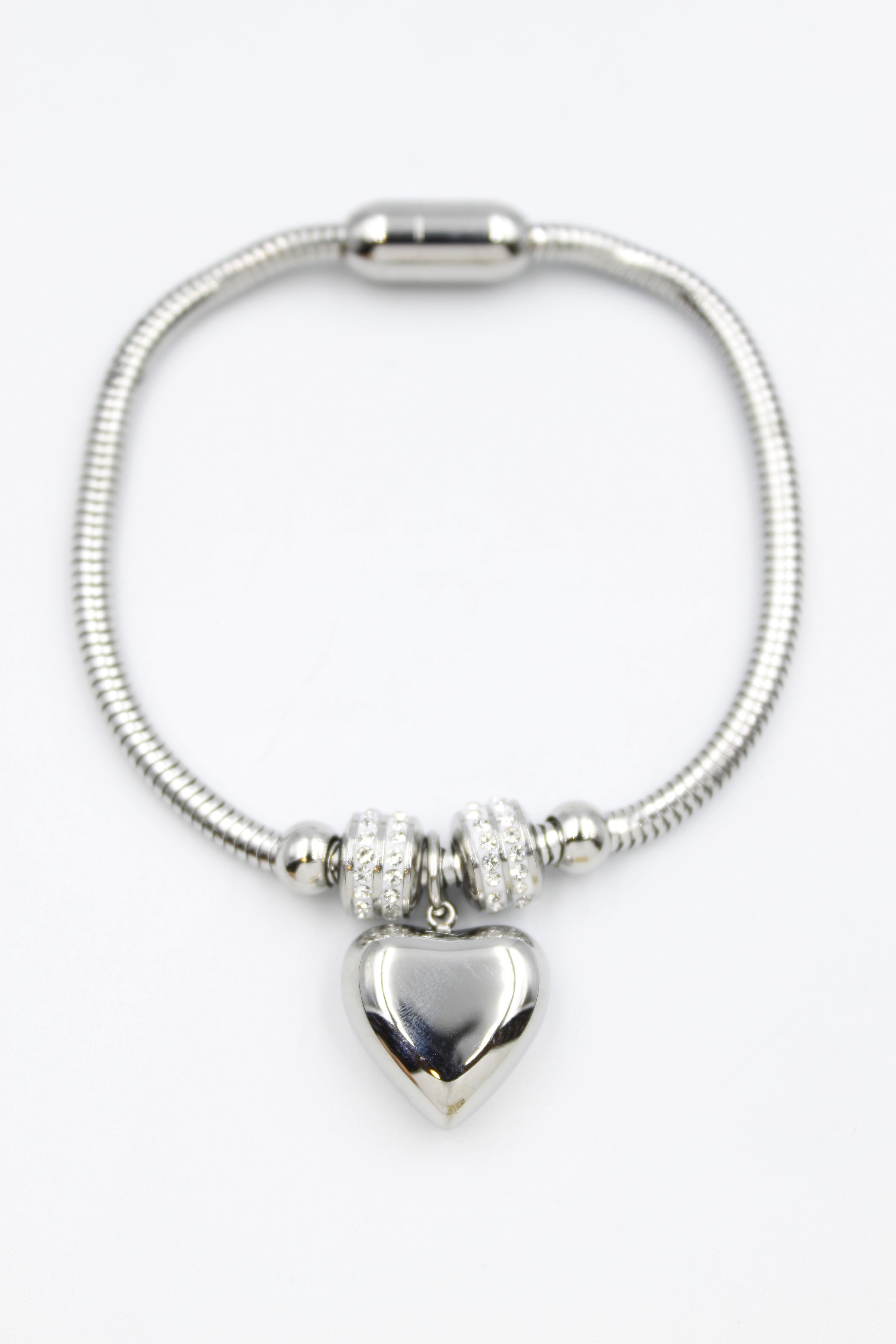 Kalp Charm Bileklik - Gümüş