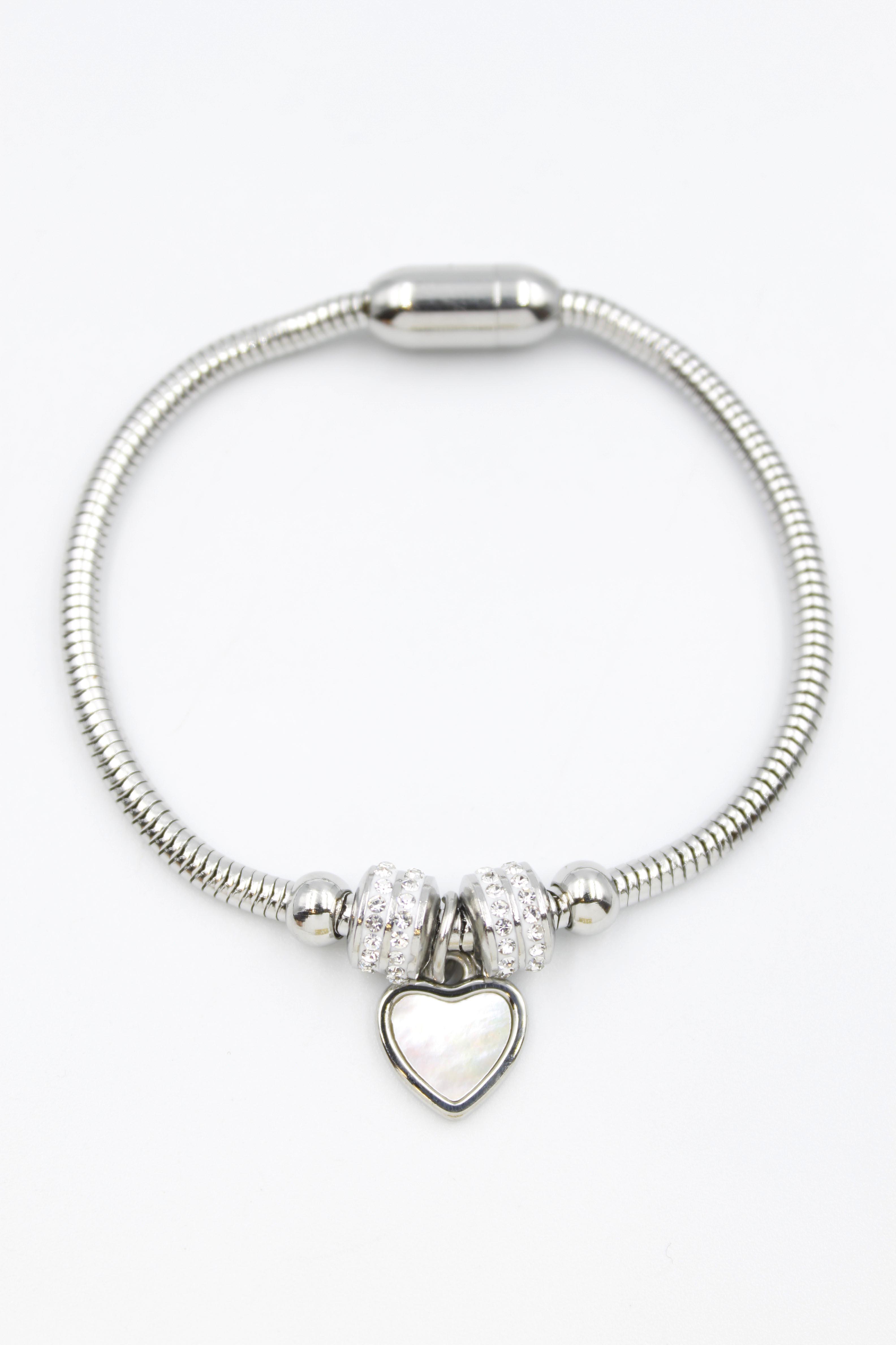 Kalp Charm Bileklik - Gümüş