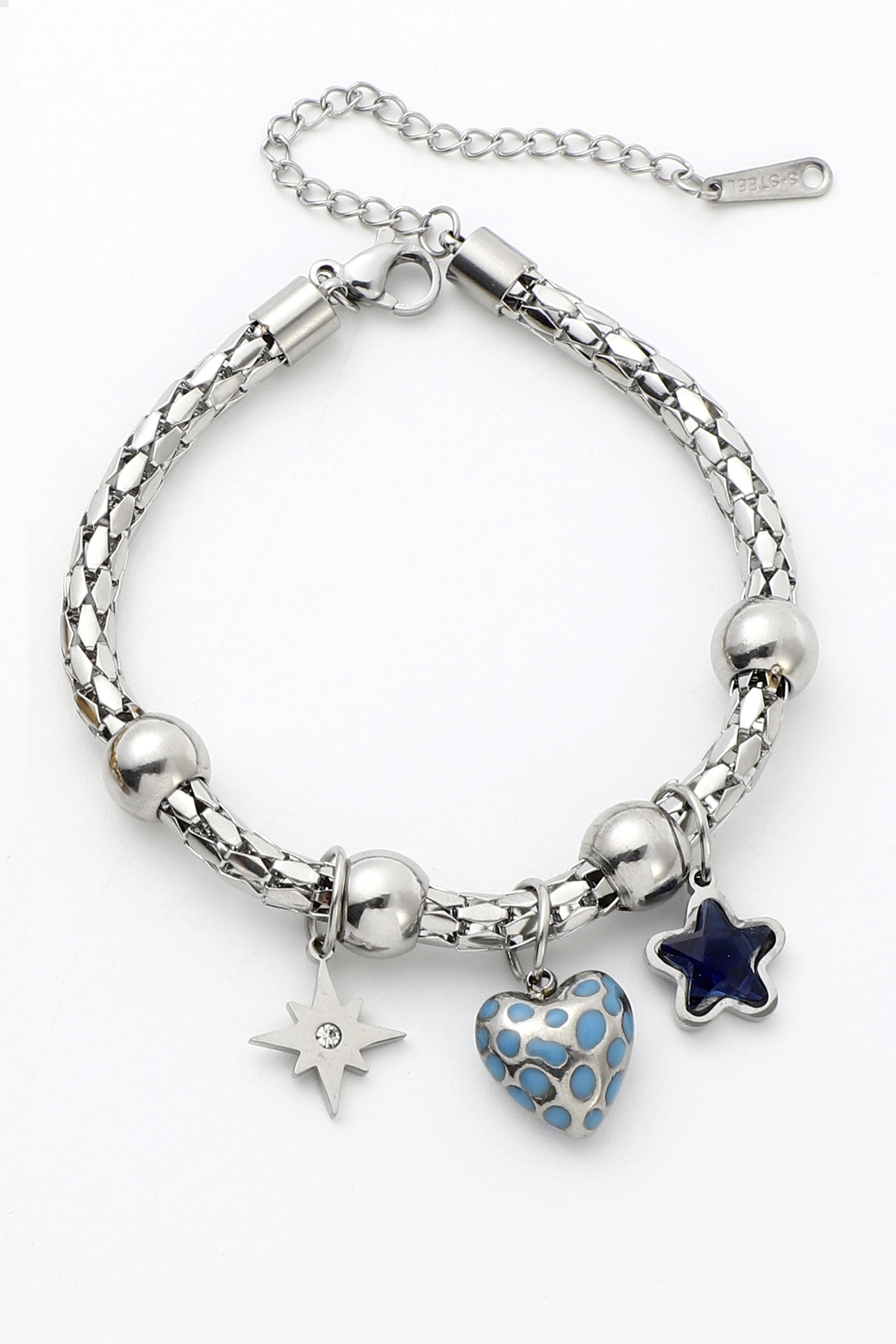 Kalp Charm Bileklik - Gümüş