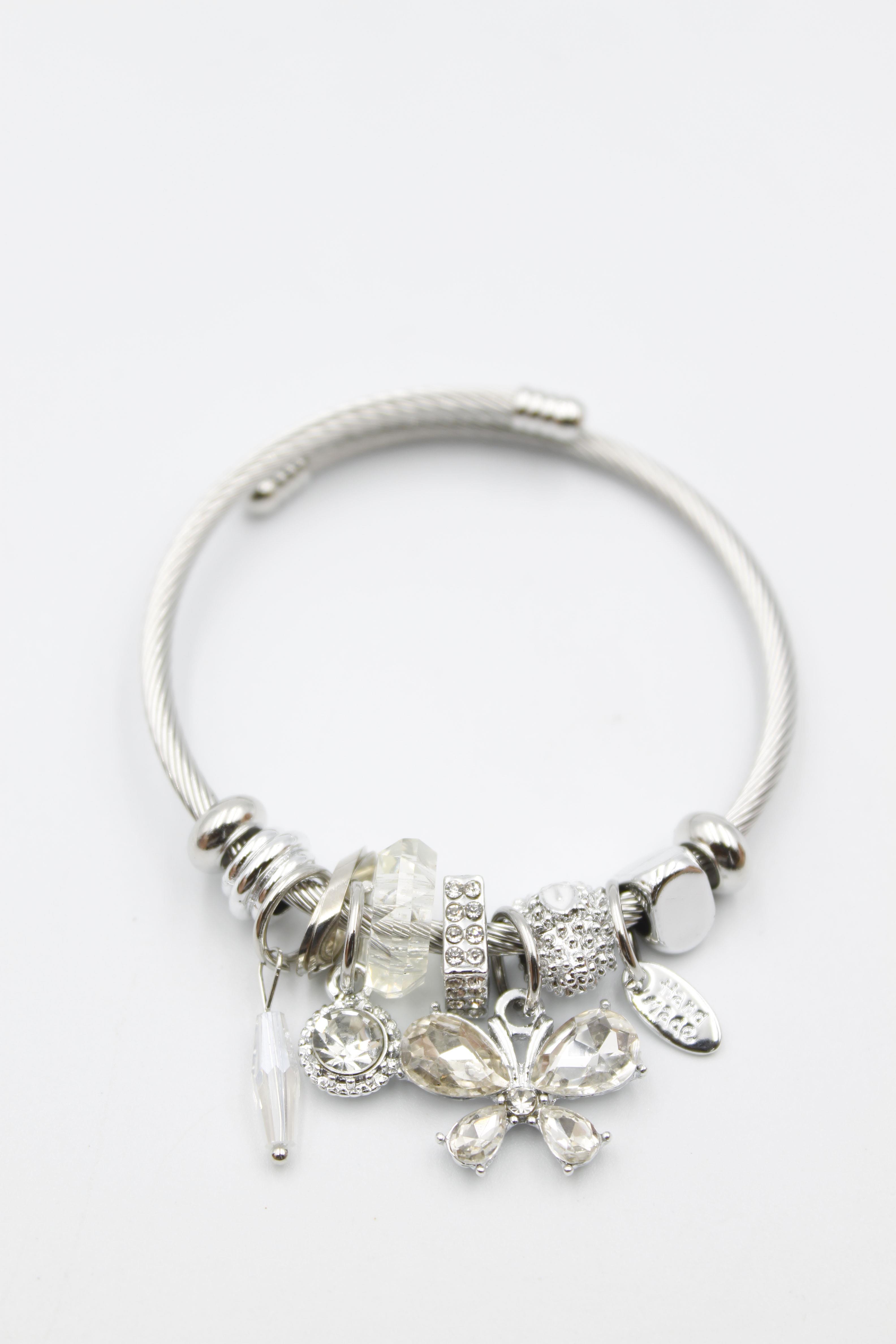 Kelebek Charm Bilezik - Beyaz
