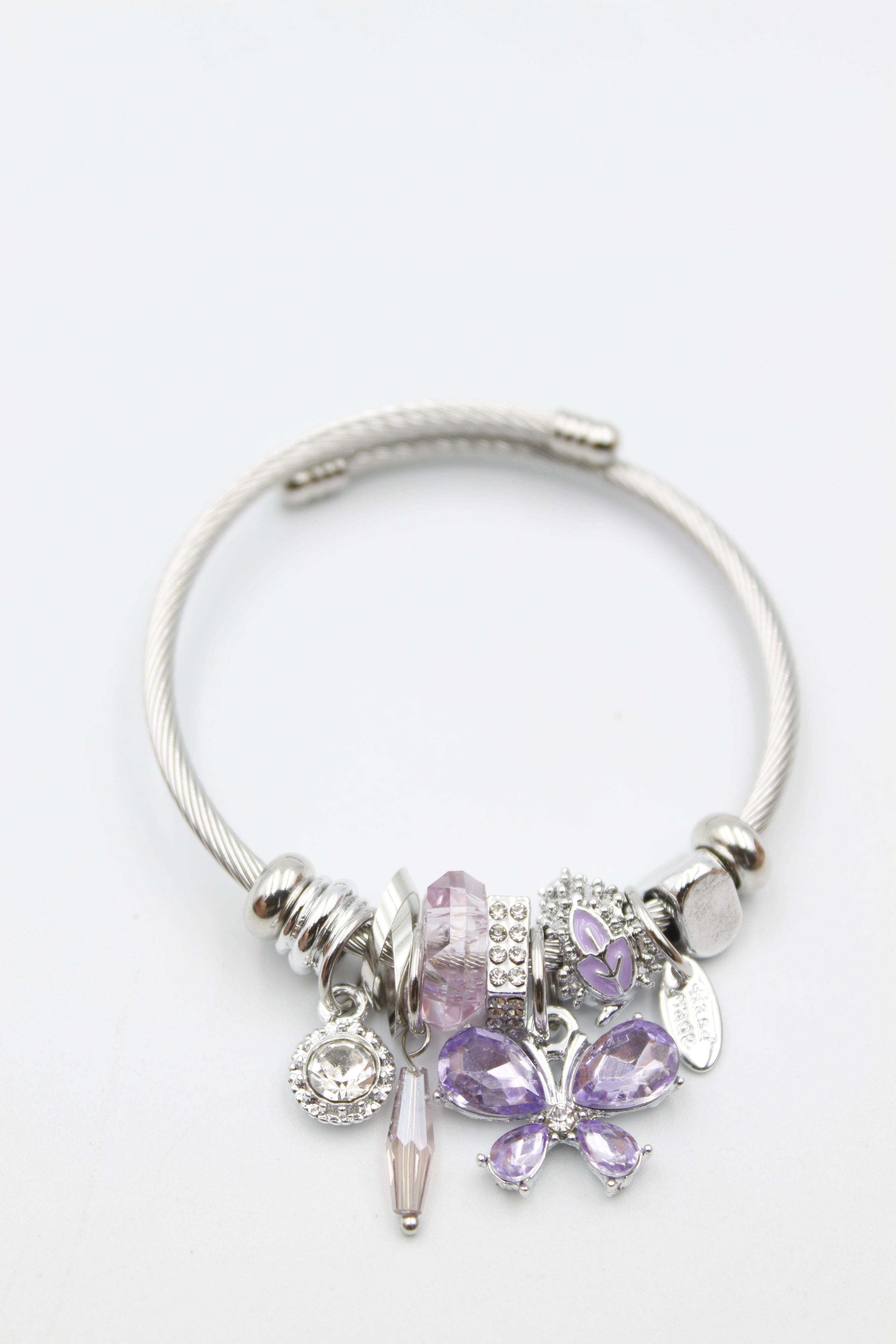 Kelebek Charm Bilezik - Mor