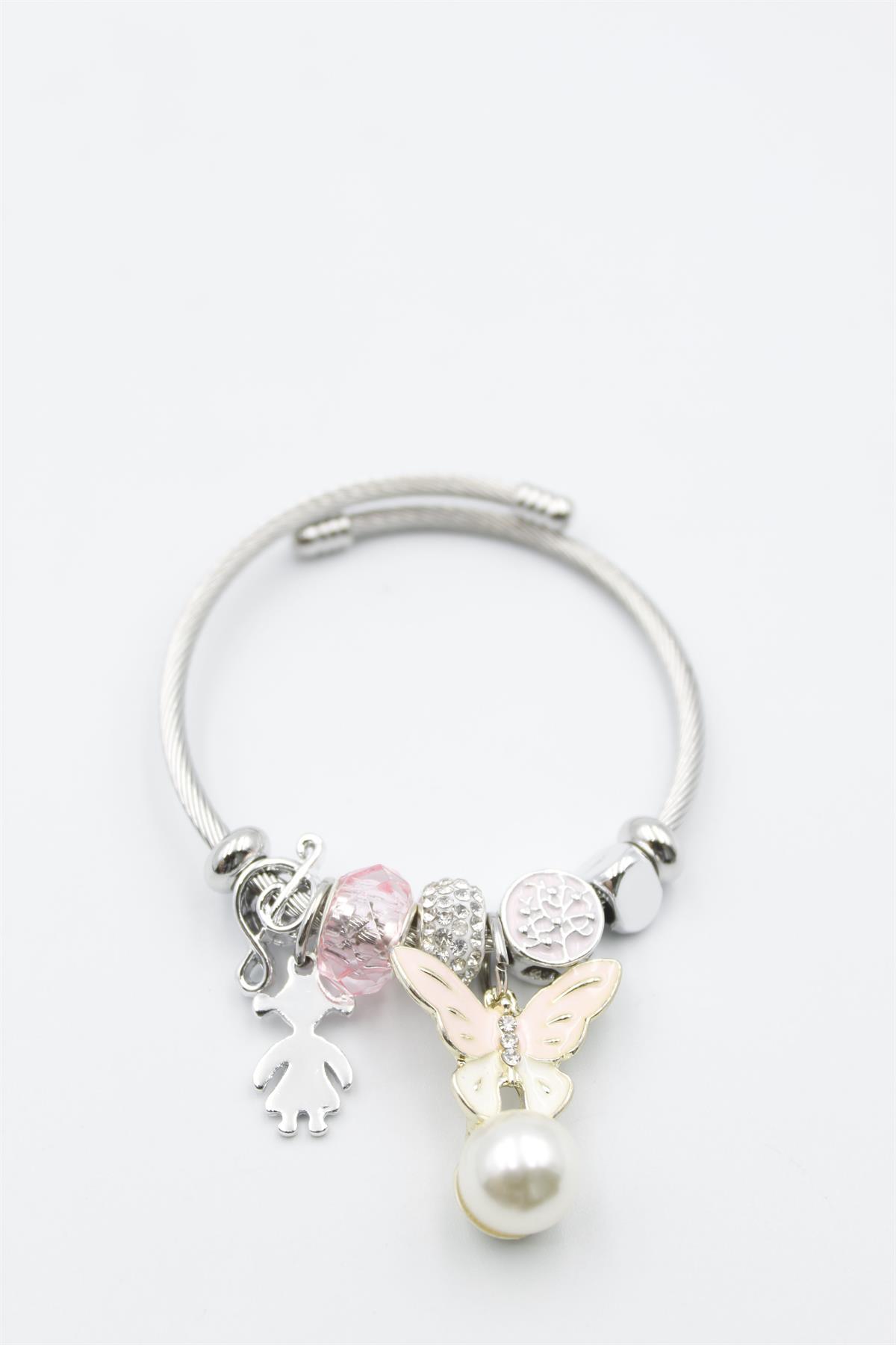 Kelebek Charm  Bilezik - Pembe