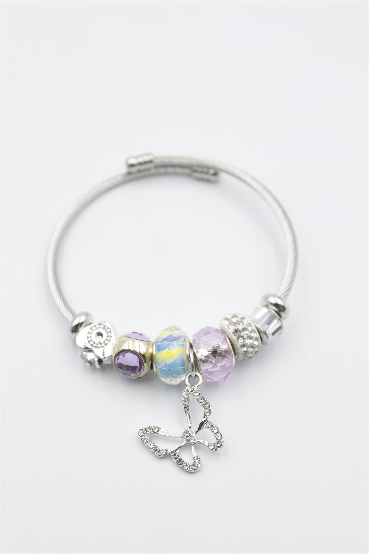 Kelebek Charm  Bilezik - Pembe