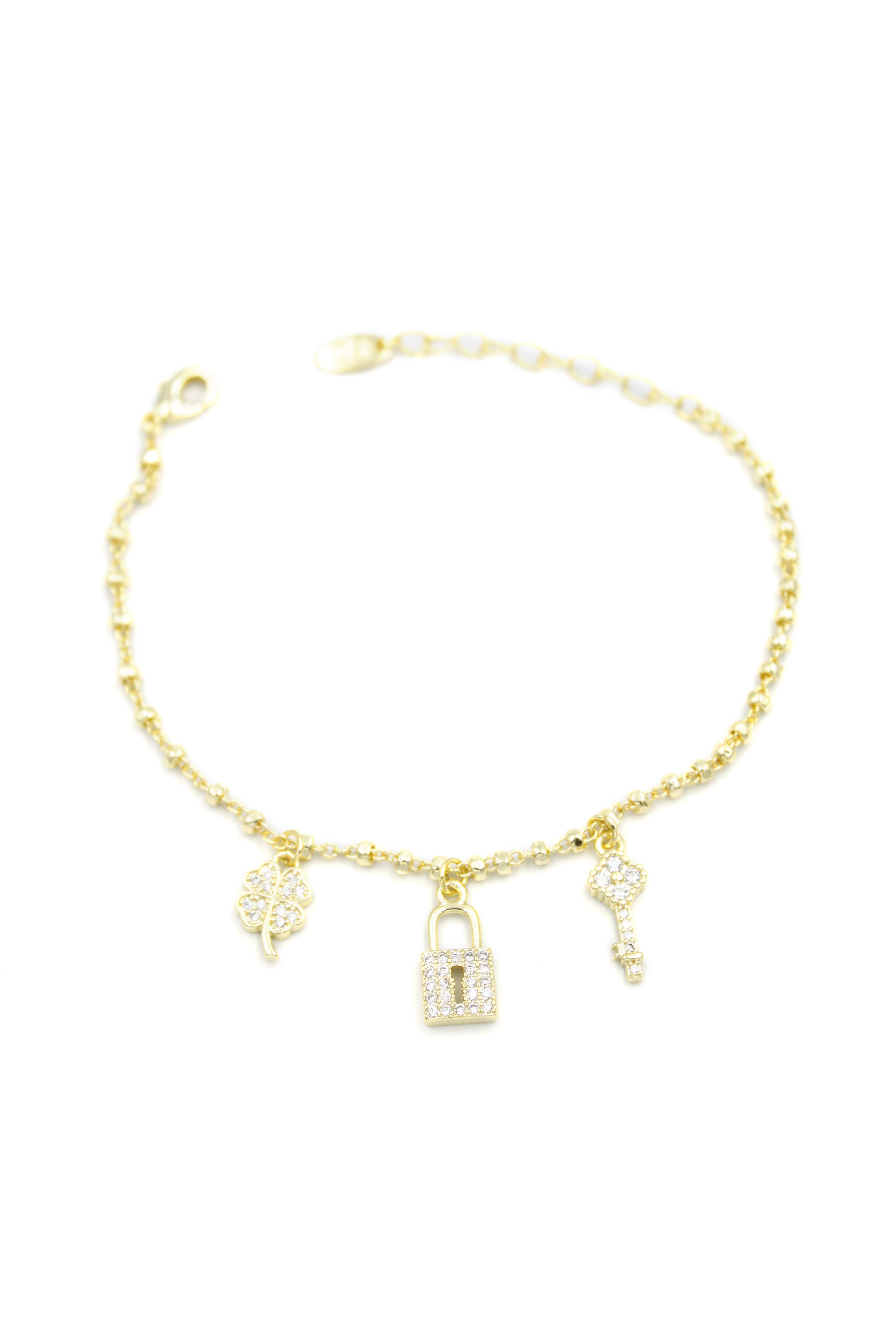 Kilit Charm Bileklik - Altın