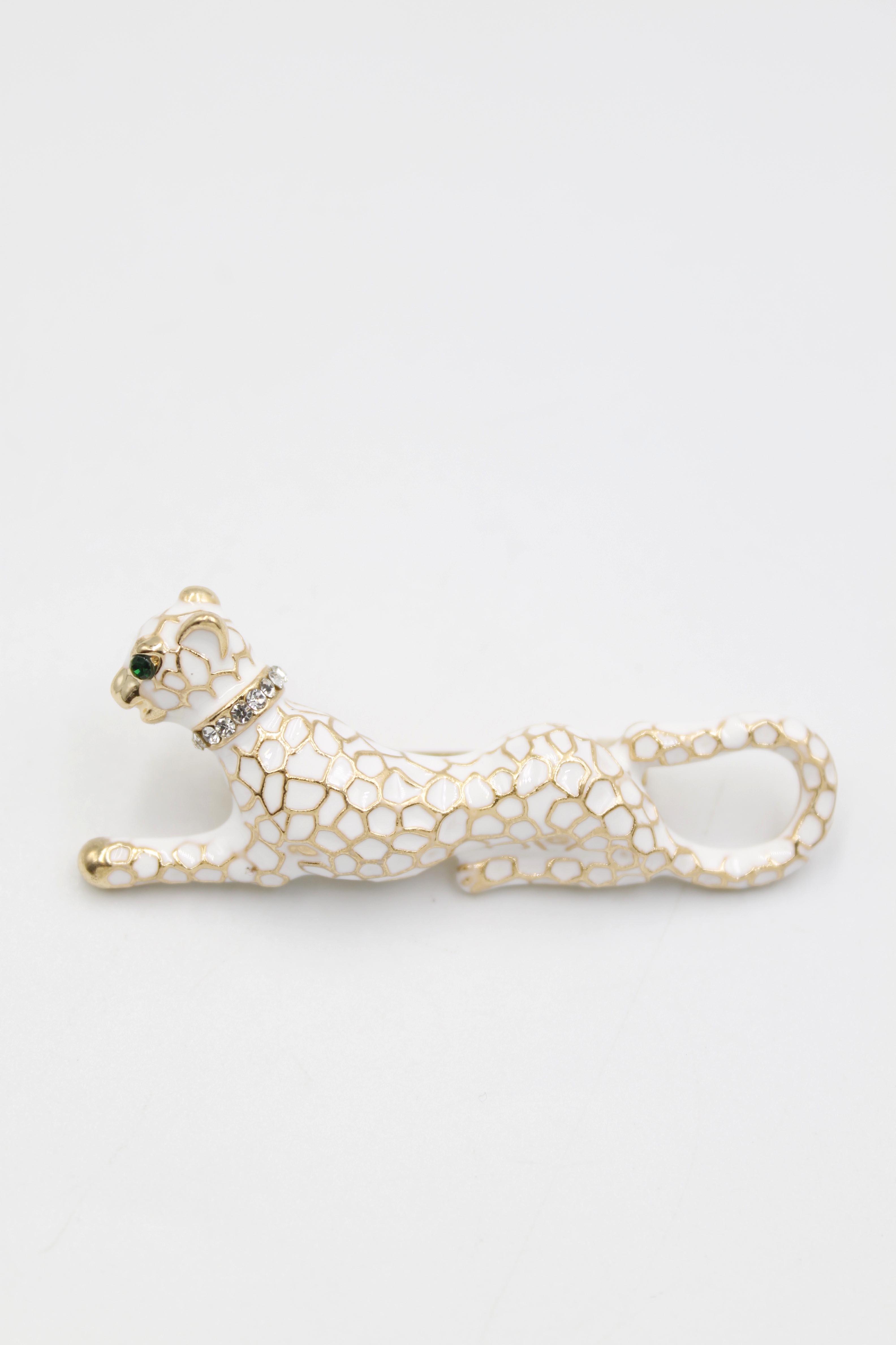Leopar Broş - Beyaz