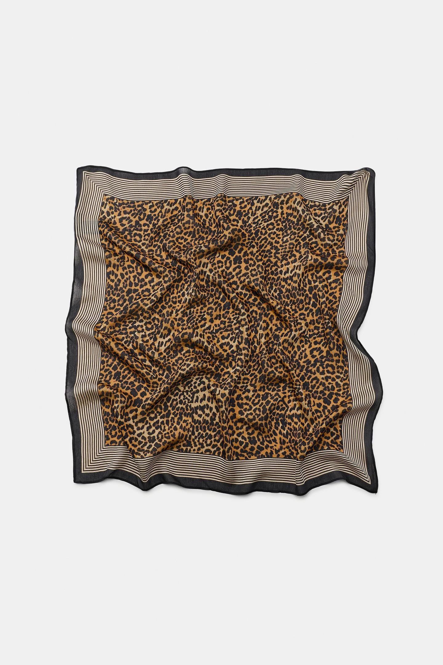 Leopar Desenli Fular 50x50 - Kahverengi - Toptan Takı