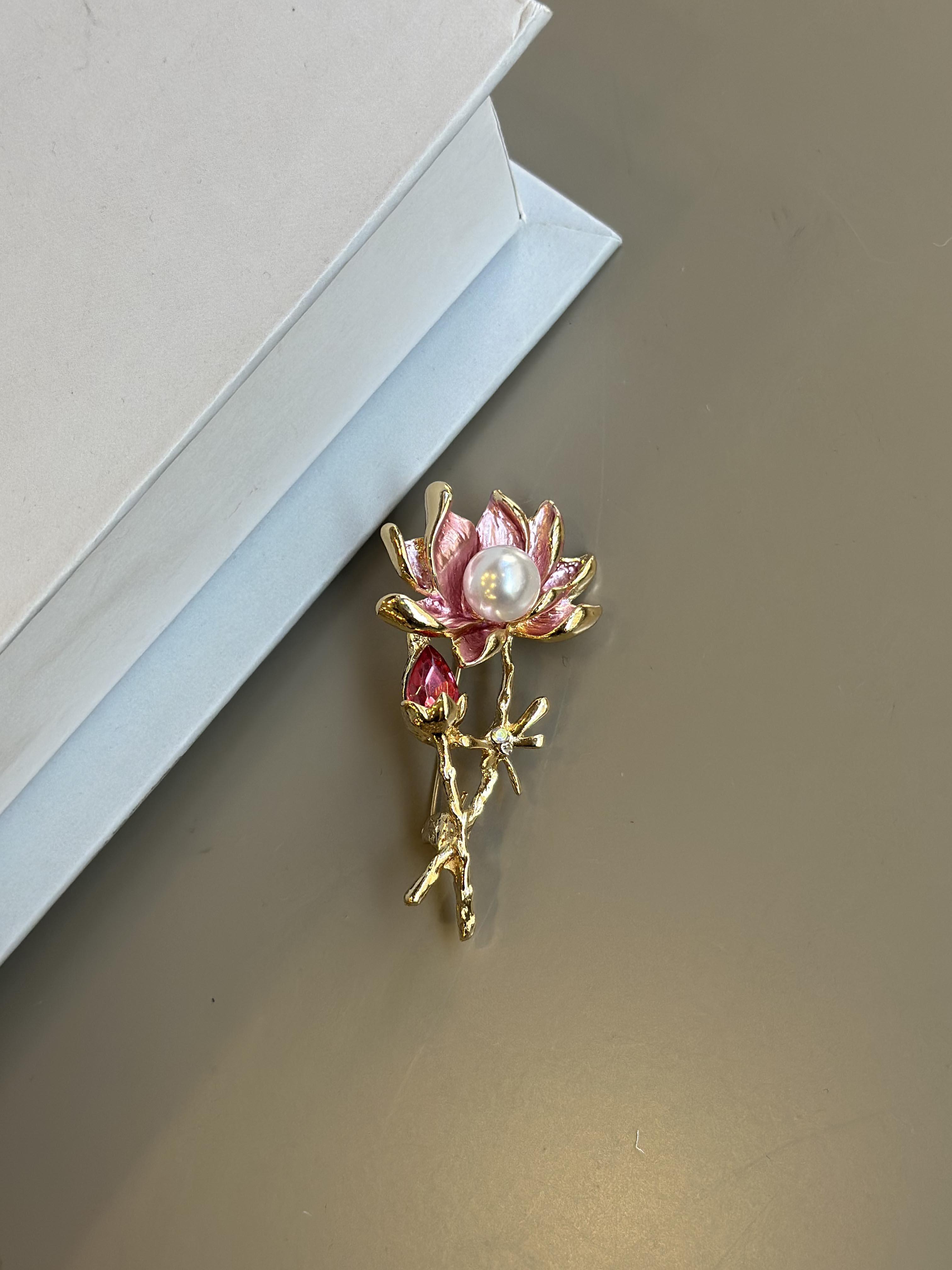 Lotus Çiçek Broş - Pembe