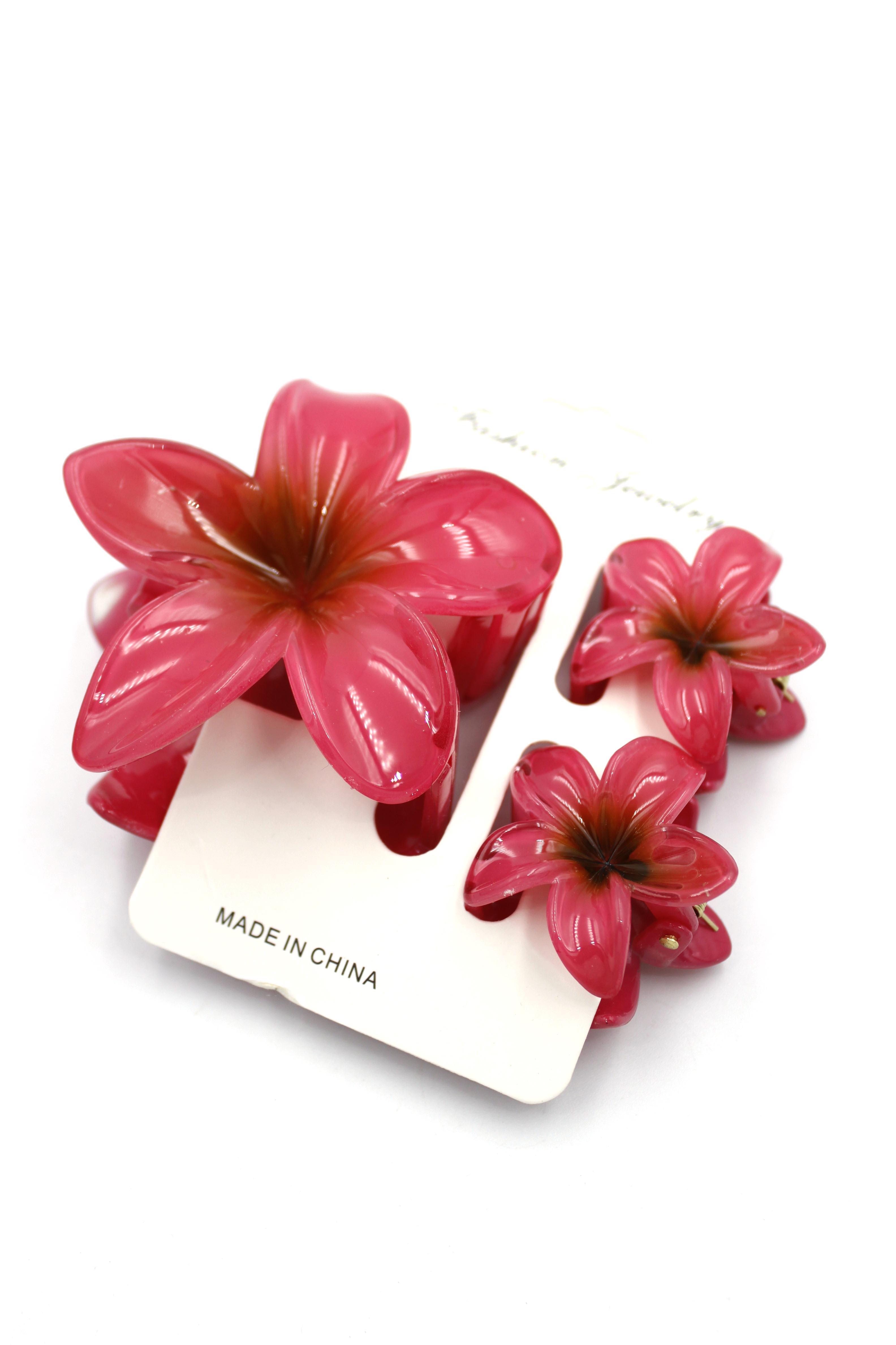Lotus Set Tırmık Toka - Kırmızı