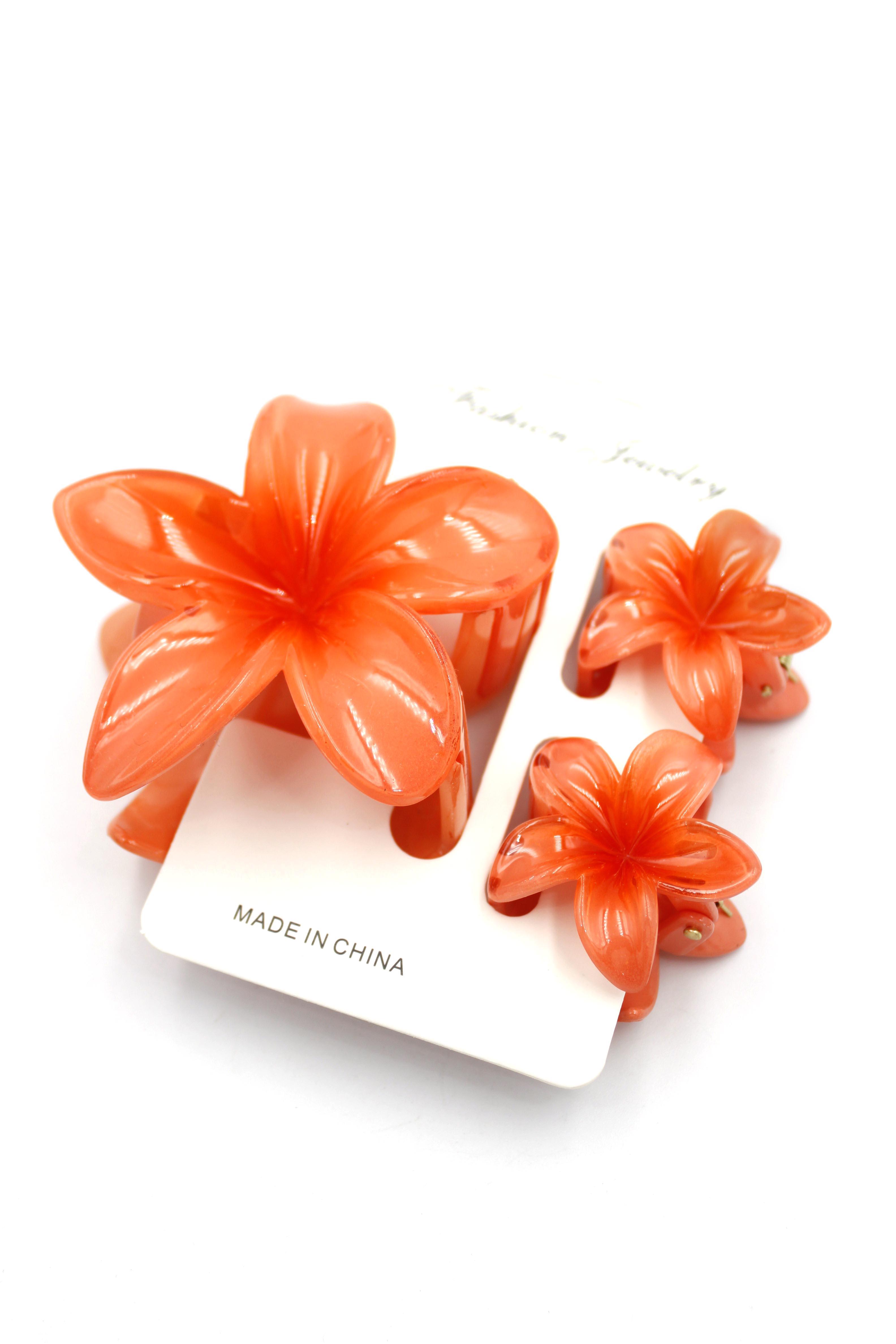 Lotus Set Tırmık Toka - Turuncu