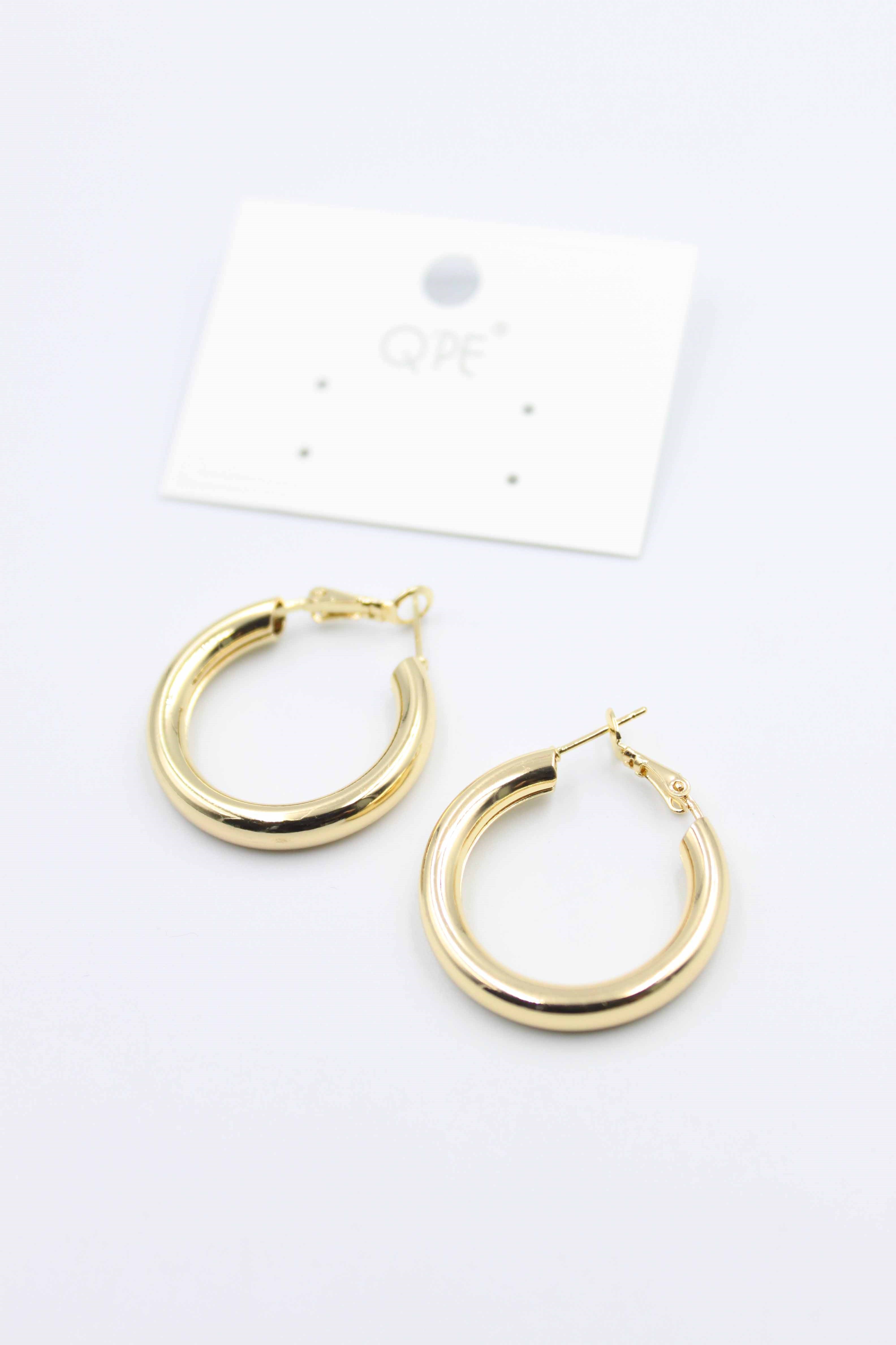 Metal Halka Küpe 2,5cm - Altın - Toptan Takı