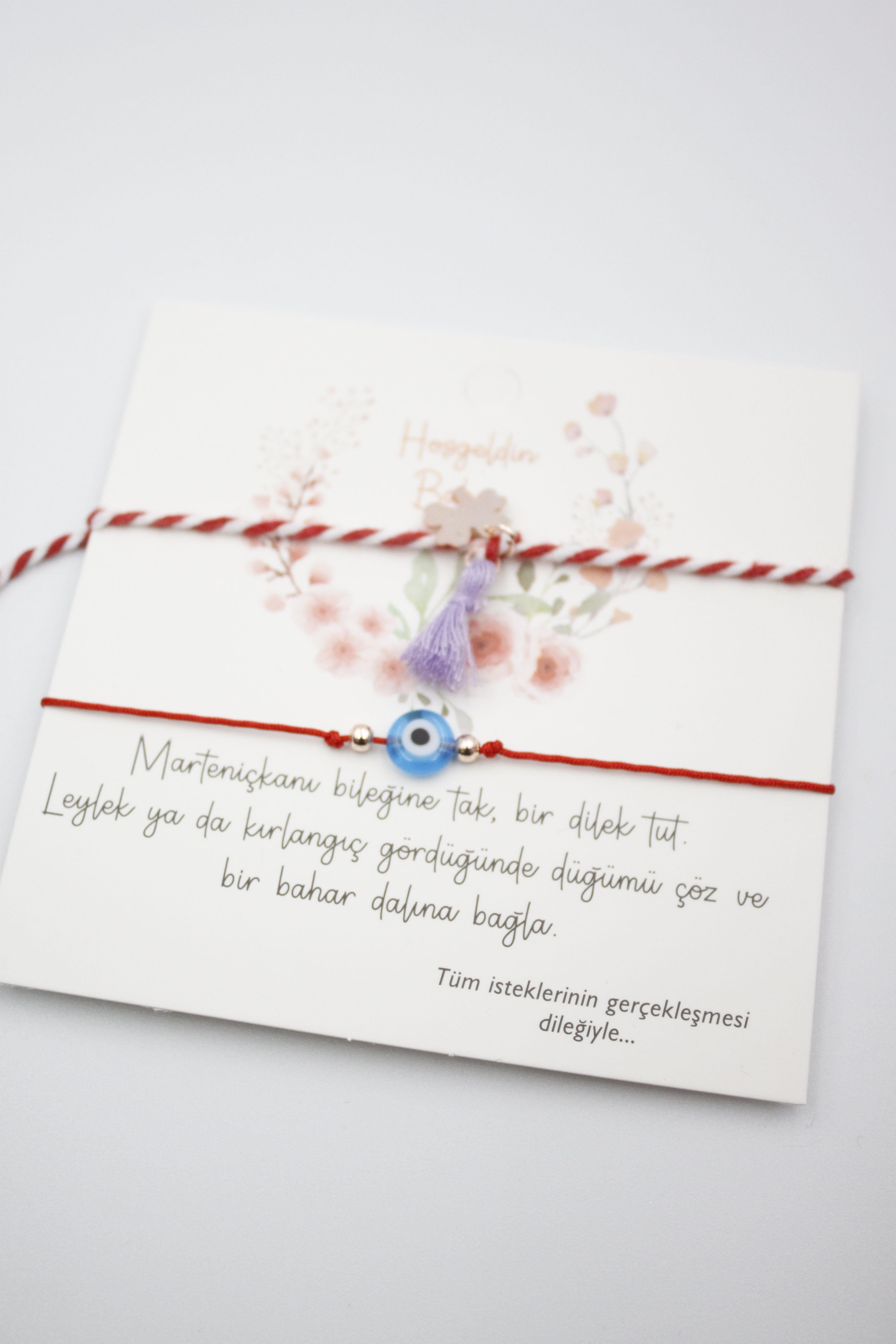 Nazarlı Martiniçka İp Bileklik - Kırmızı