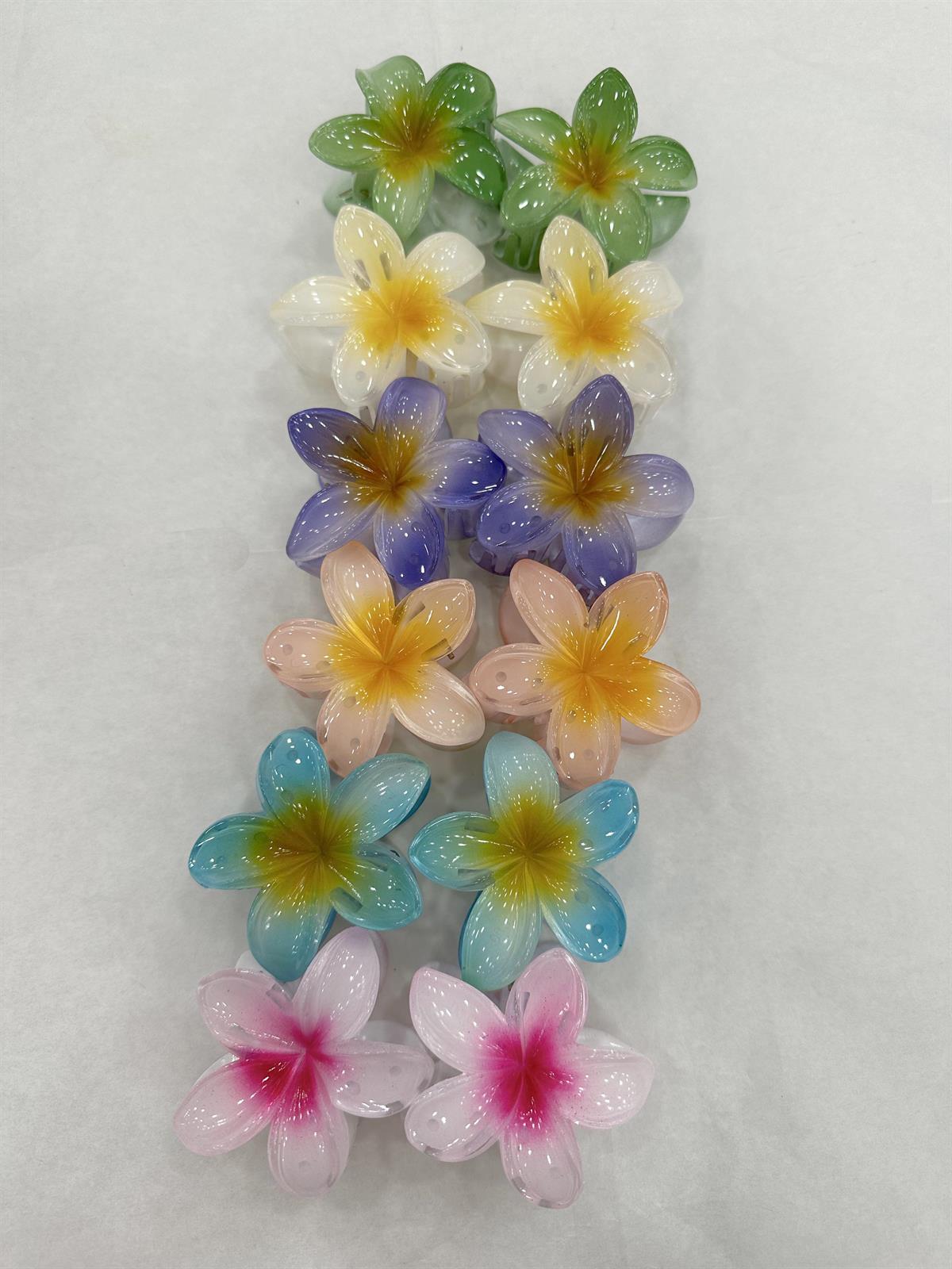 Orta Boy Plumeria Çiçek Toka - ÇOK RENKLİ