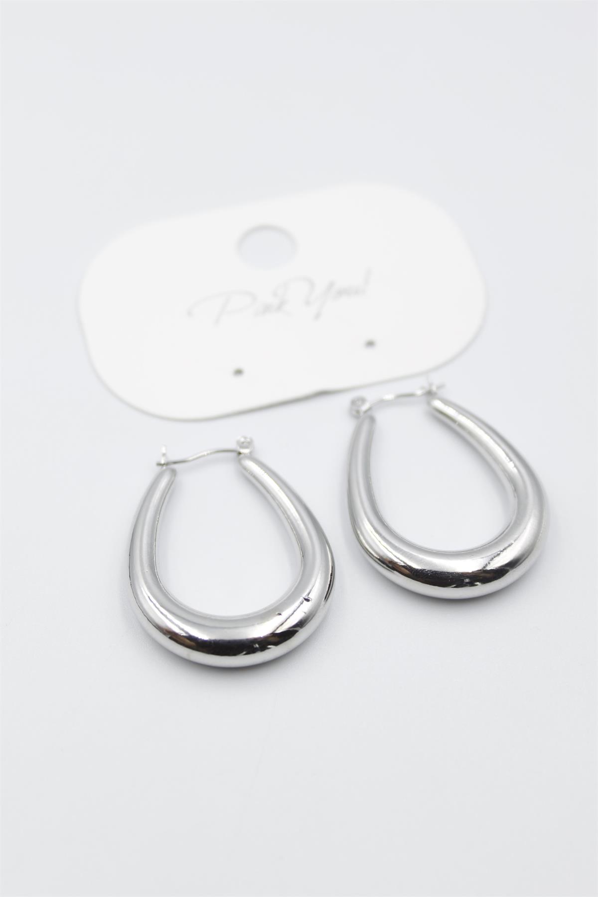 Oval Halka Küpe - Gümüş