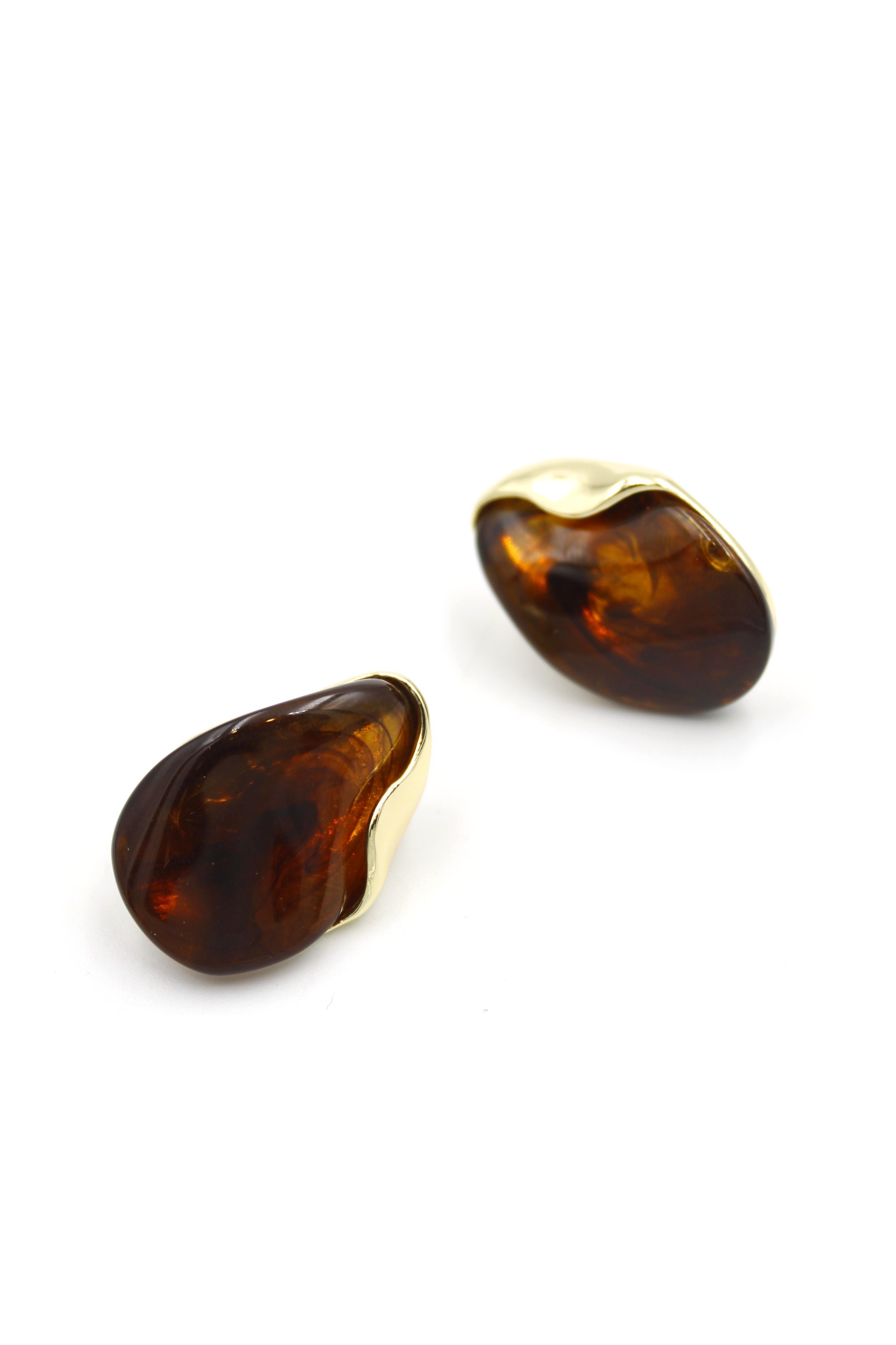 Oval Küpe - Kahverengi