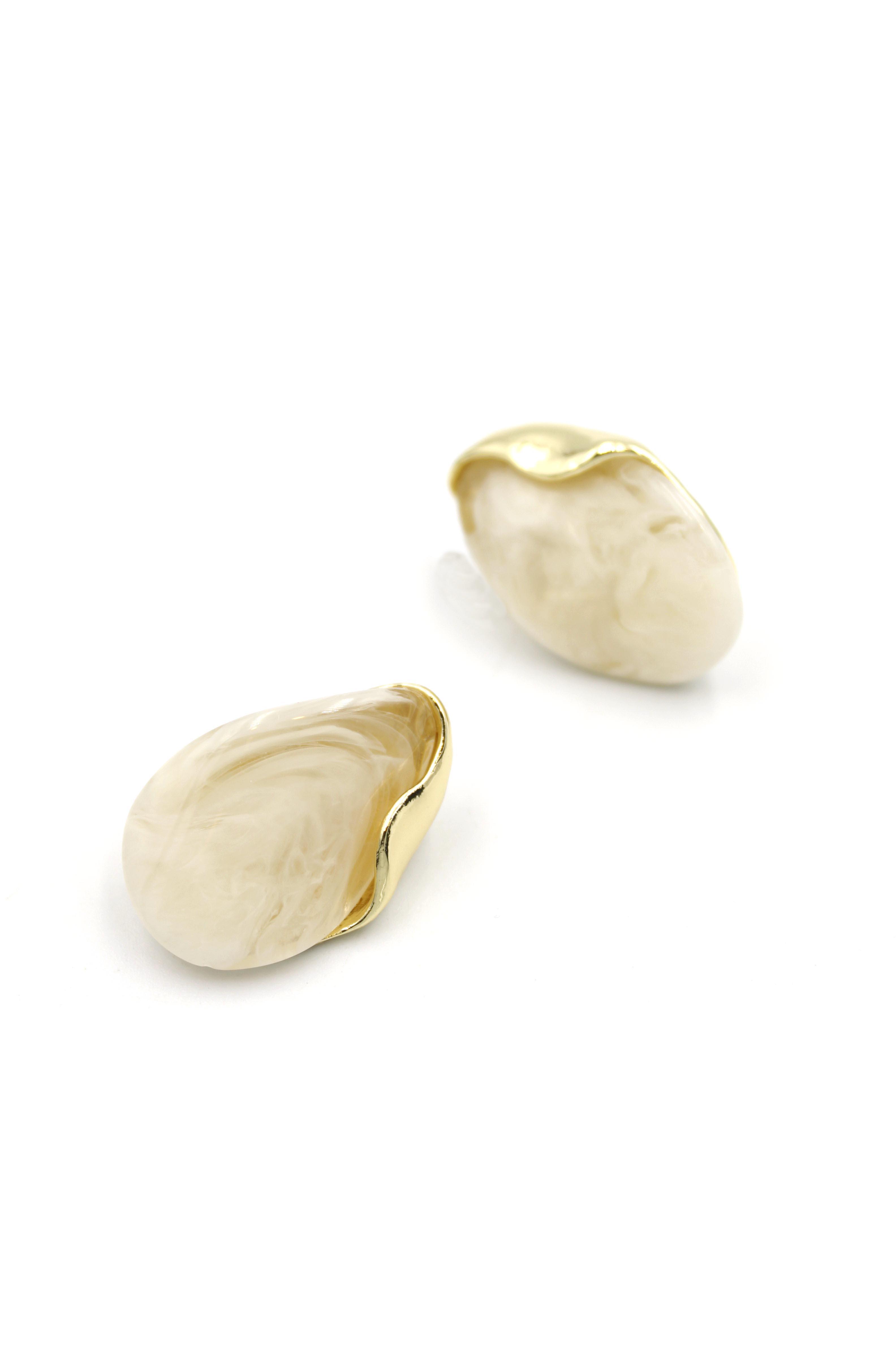 Oval Küpe - Krem