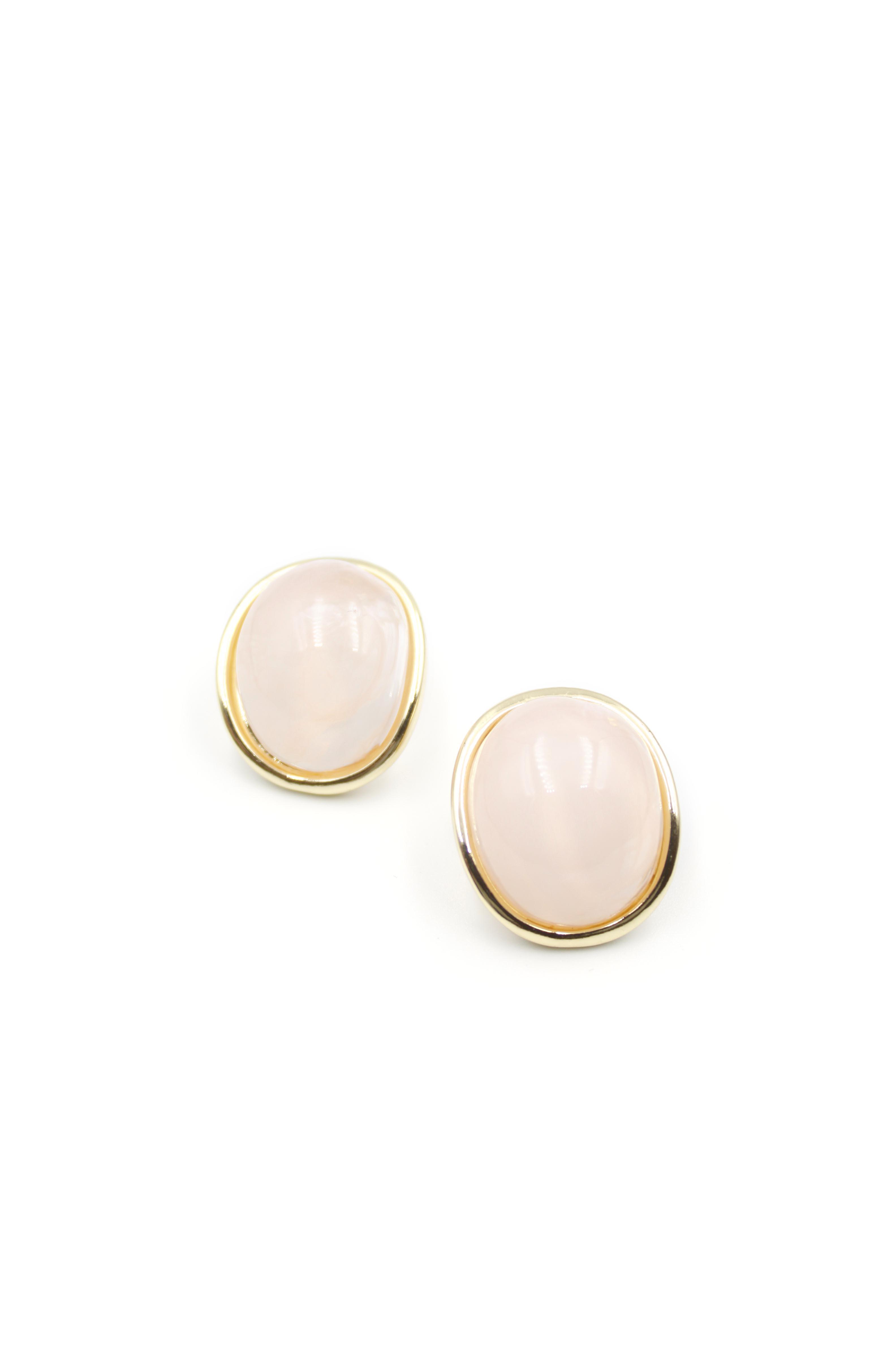Oval Küpe - Pembe