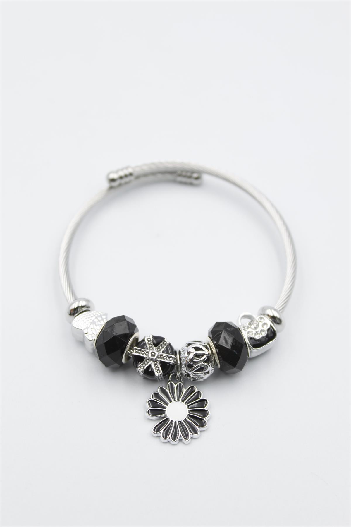 Papatya Charm  Bilezik - Siyah