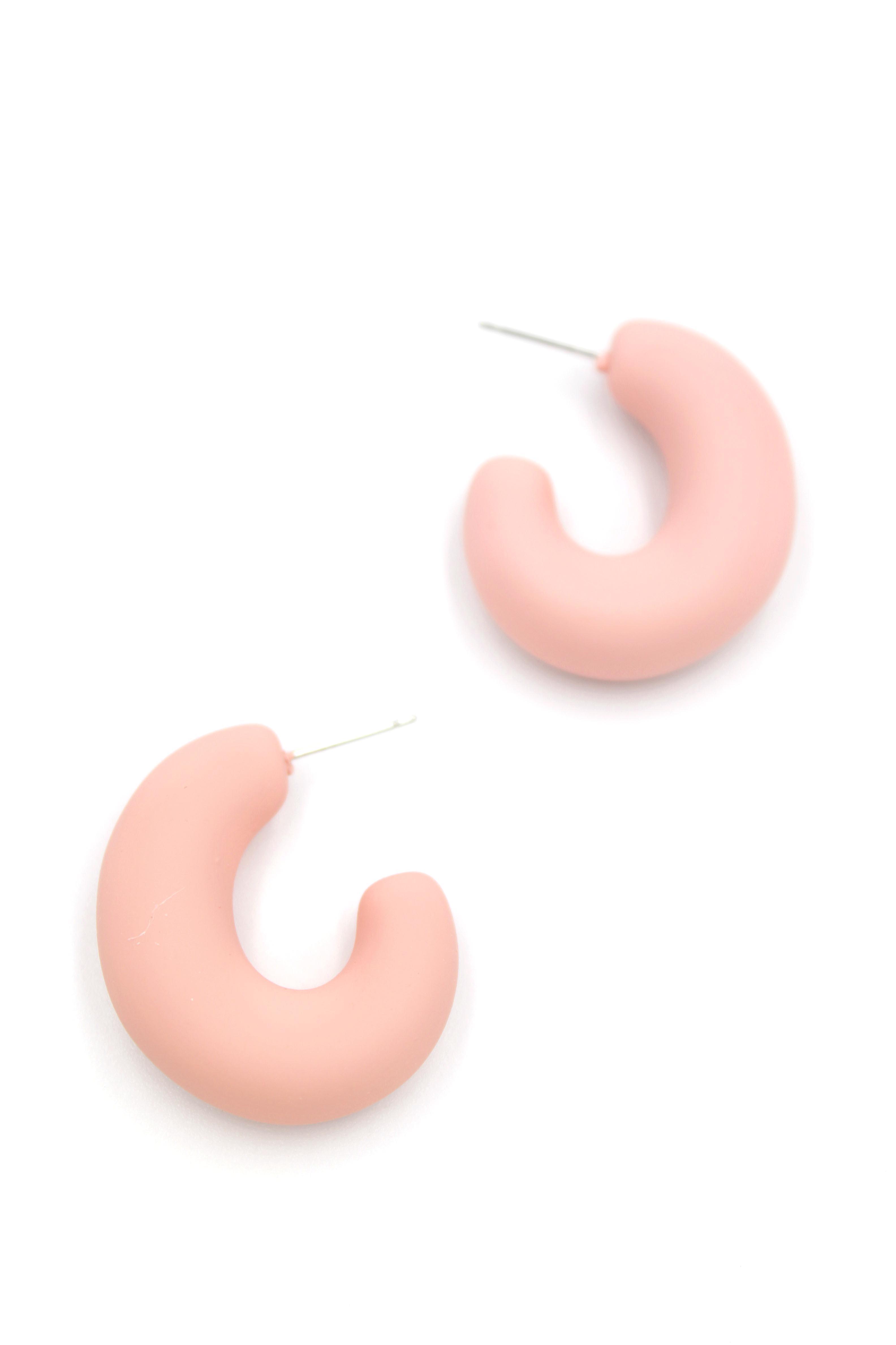 Pastel Halka Küpe - Pembe