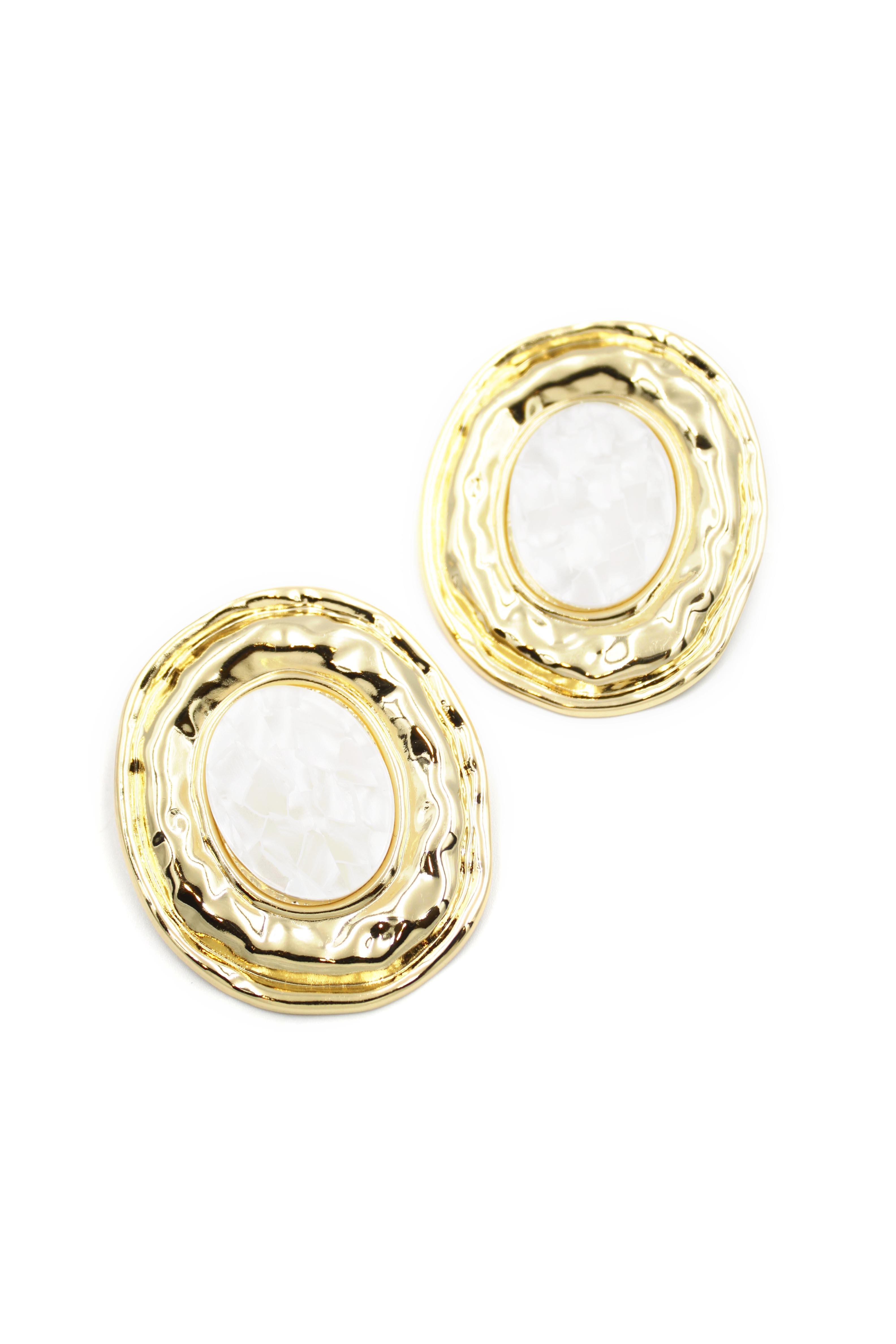 Sedef Taşlı Küpe - Altın