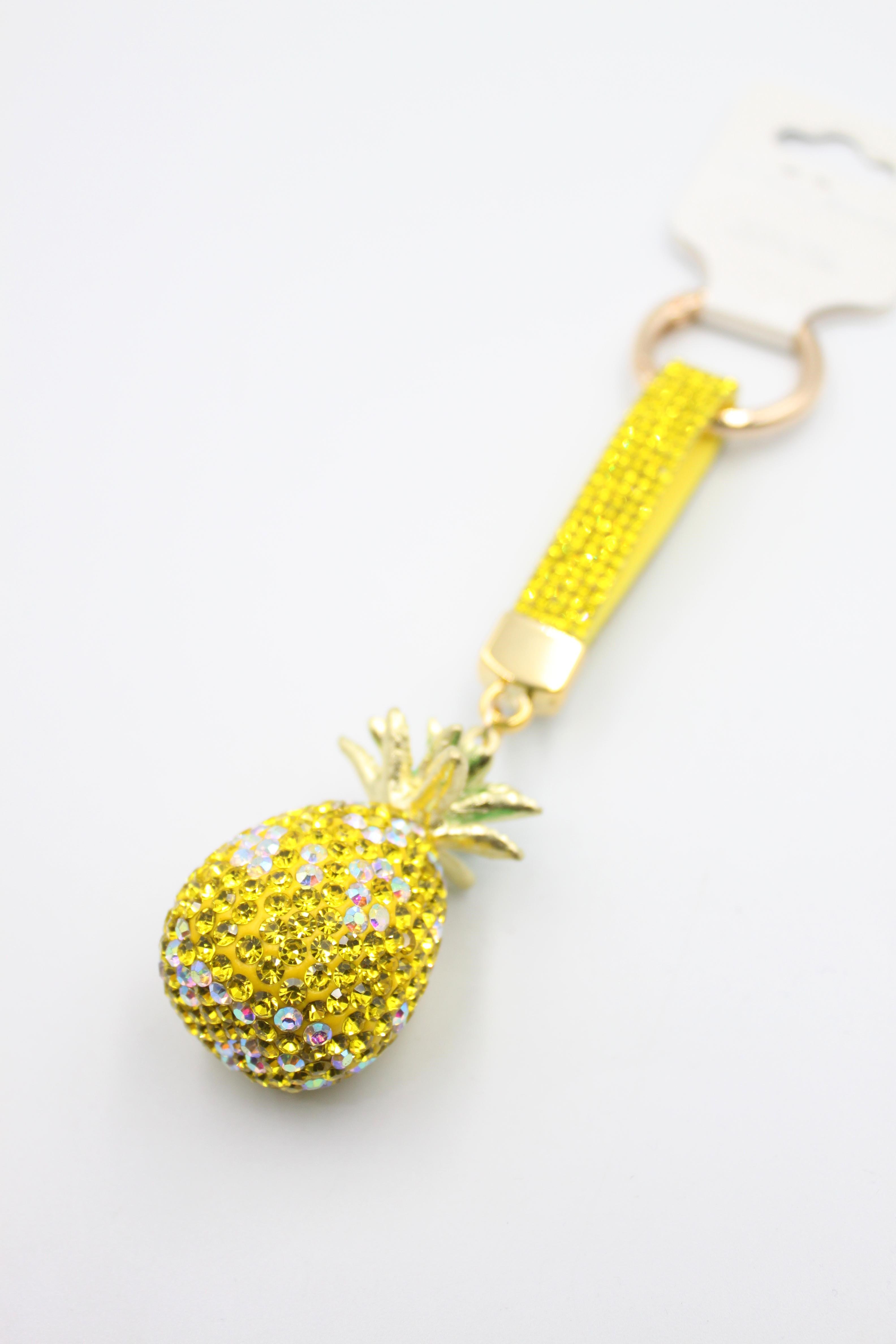 Taşlı Ananas Anahtarlık - Sarı - Toptan Takı