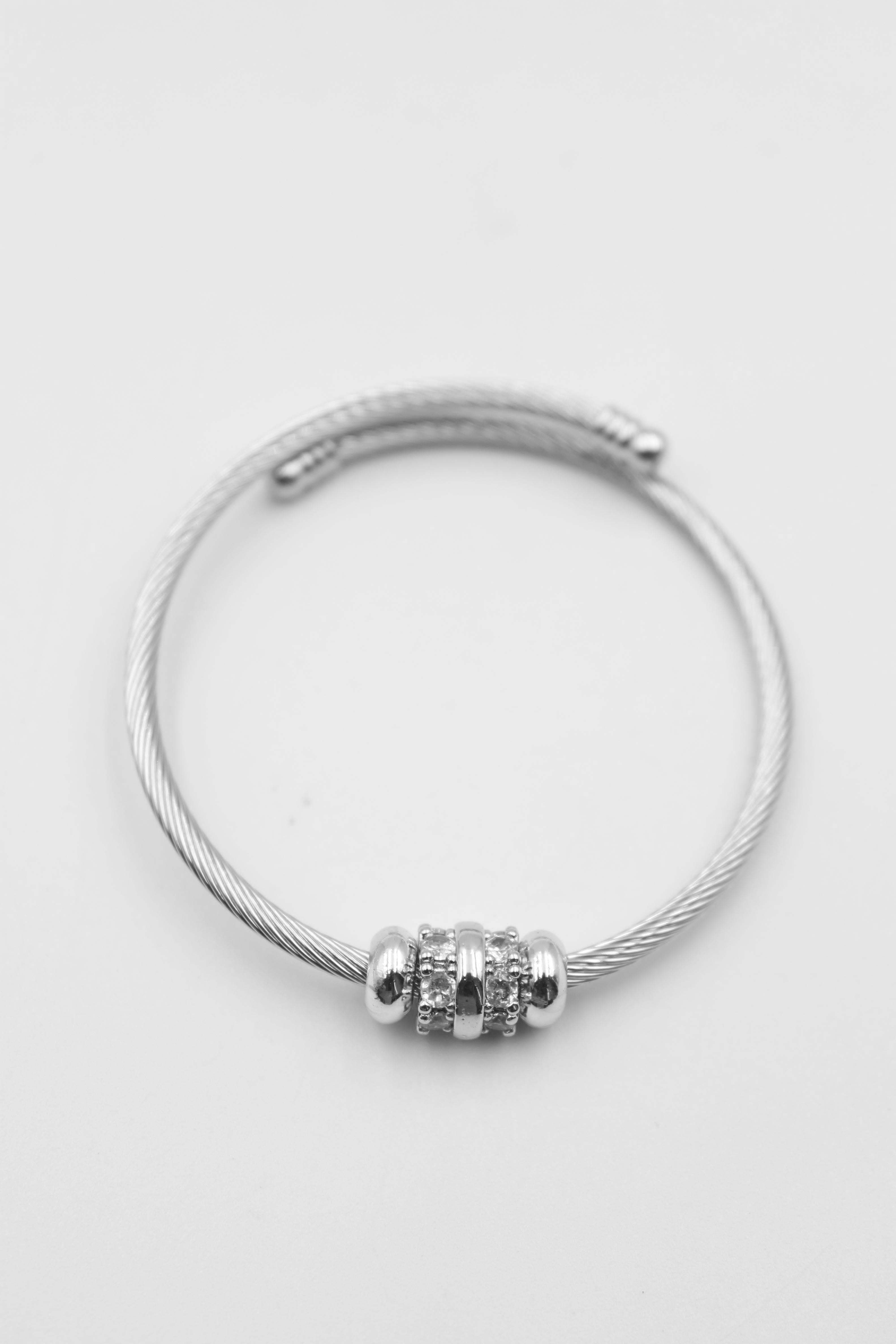 Taşlı Charm  Bilezik - Gümüş