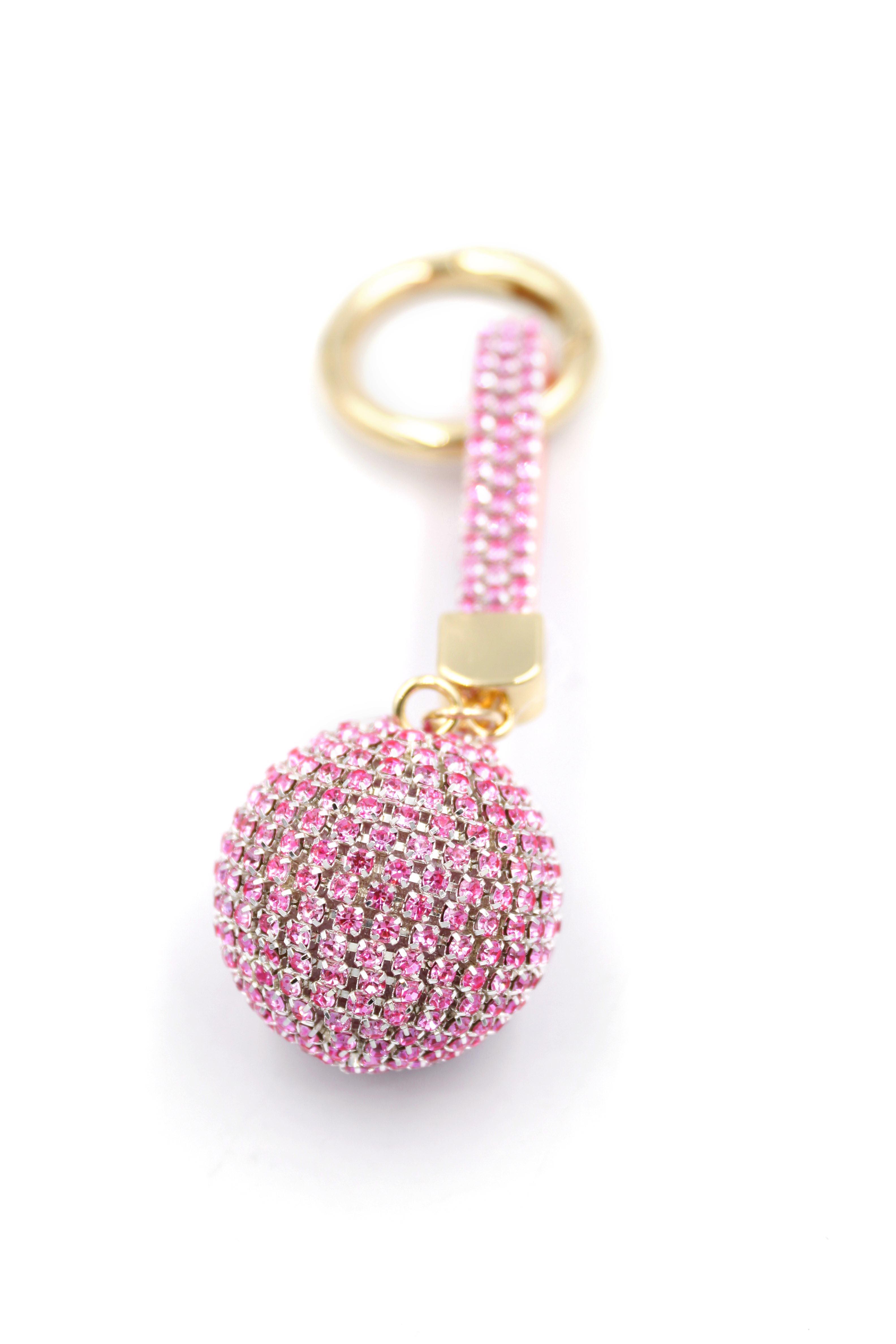 Taşlı Top Anahtarlık - Pembe