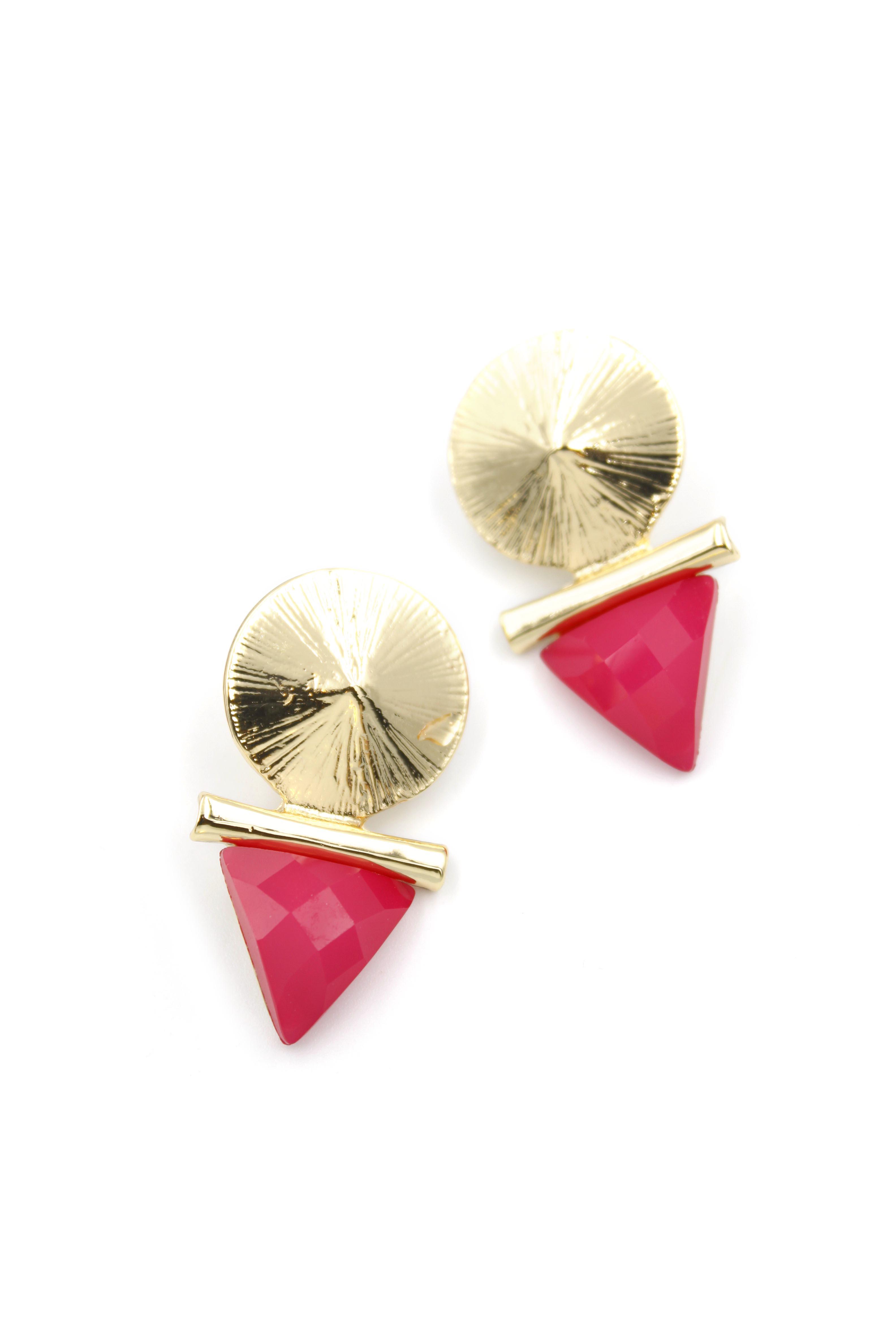 Üçgen Küpe - Pembe