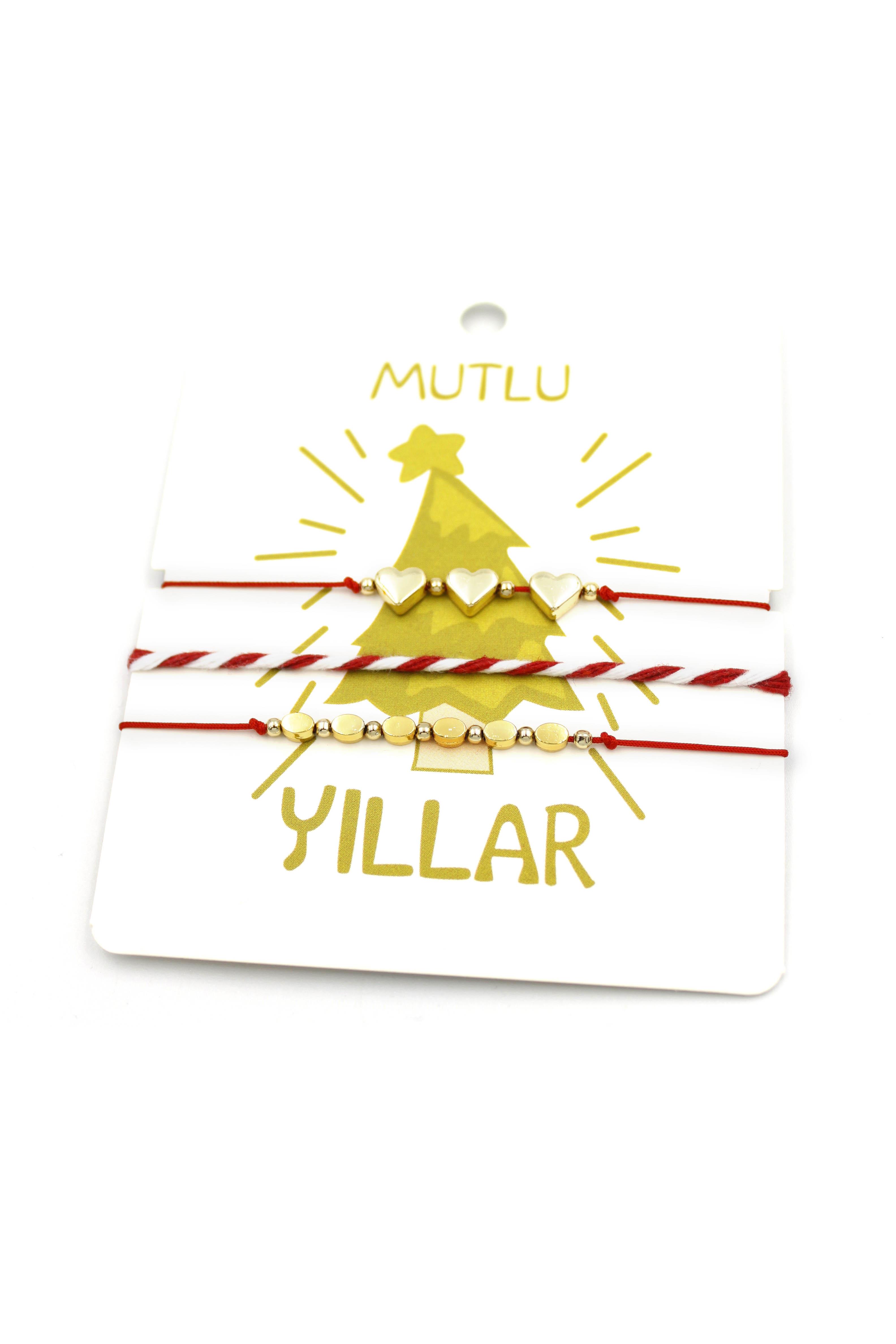 Yeni Yıl Kalp Bileklik - Kırmızı