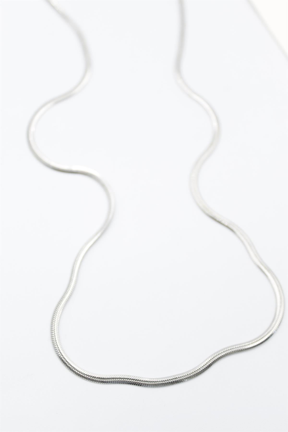 Yılan Zincir Kolye -60cm - Gümüş