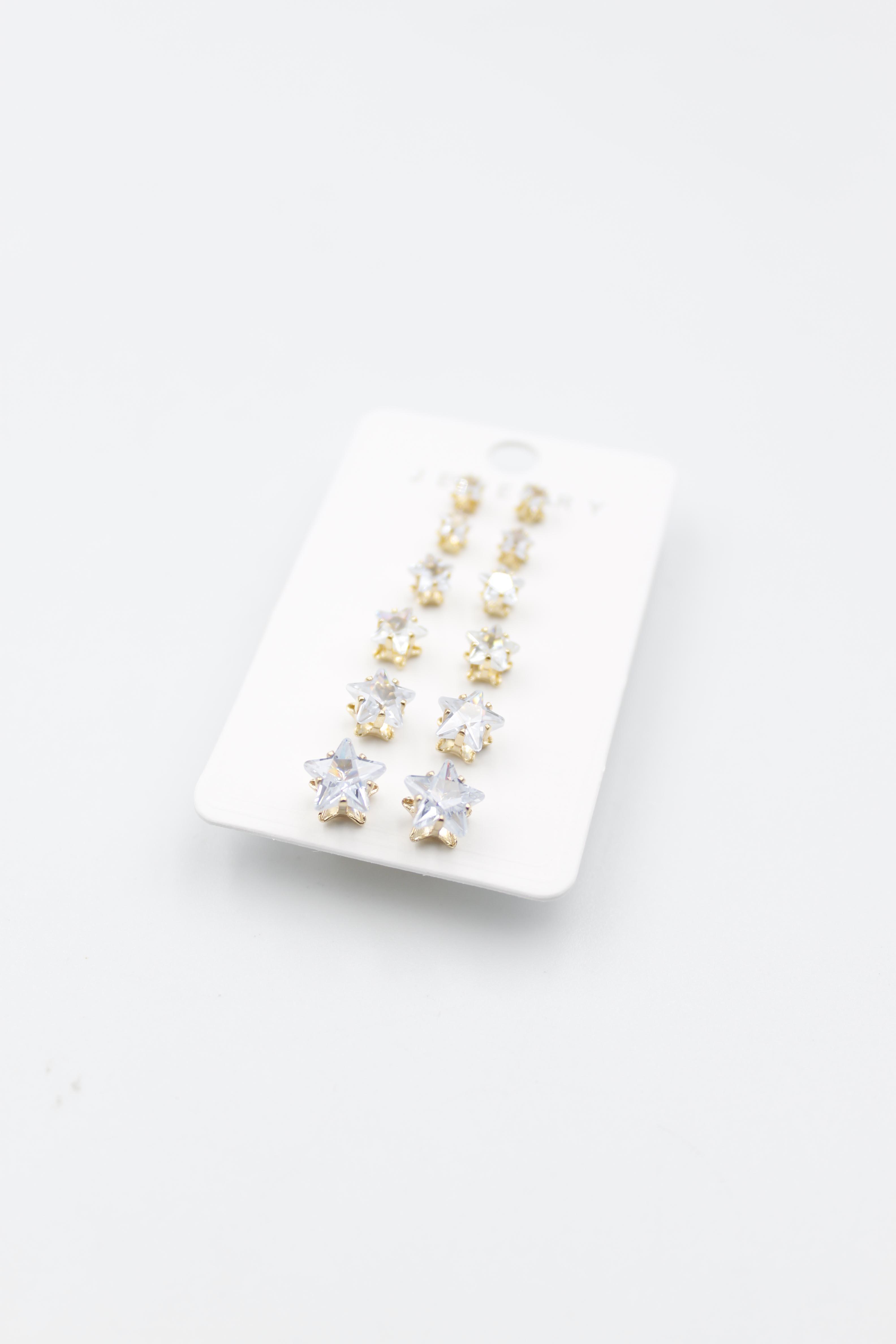 Yıldız Taşlı Set Küpe - Altın