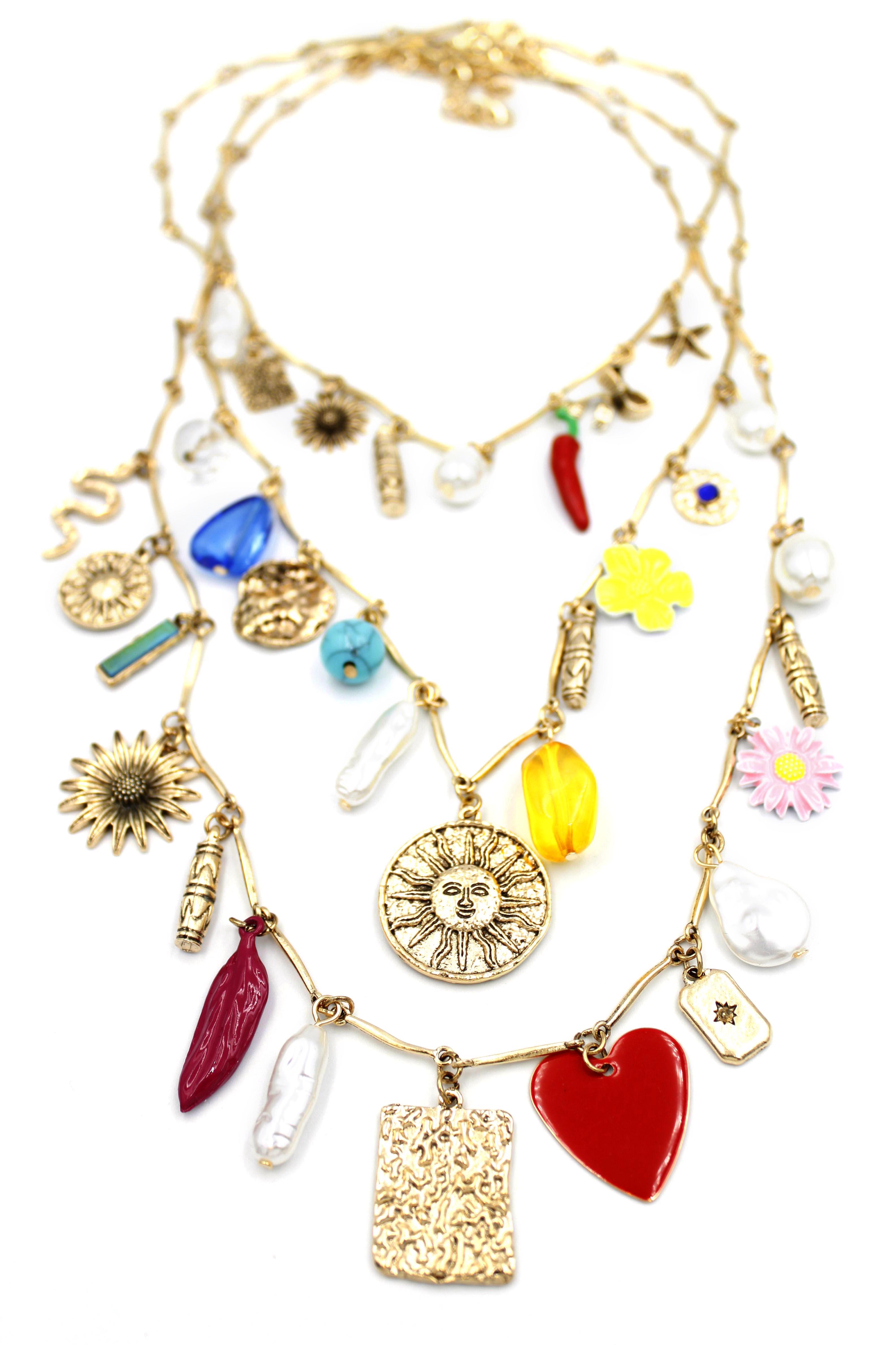 Zincirli Charm Kolye - Altın