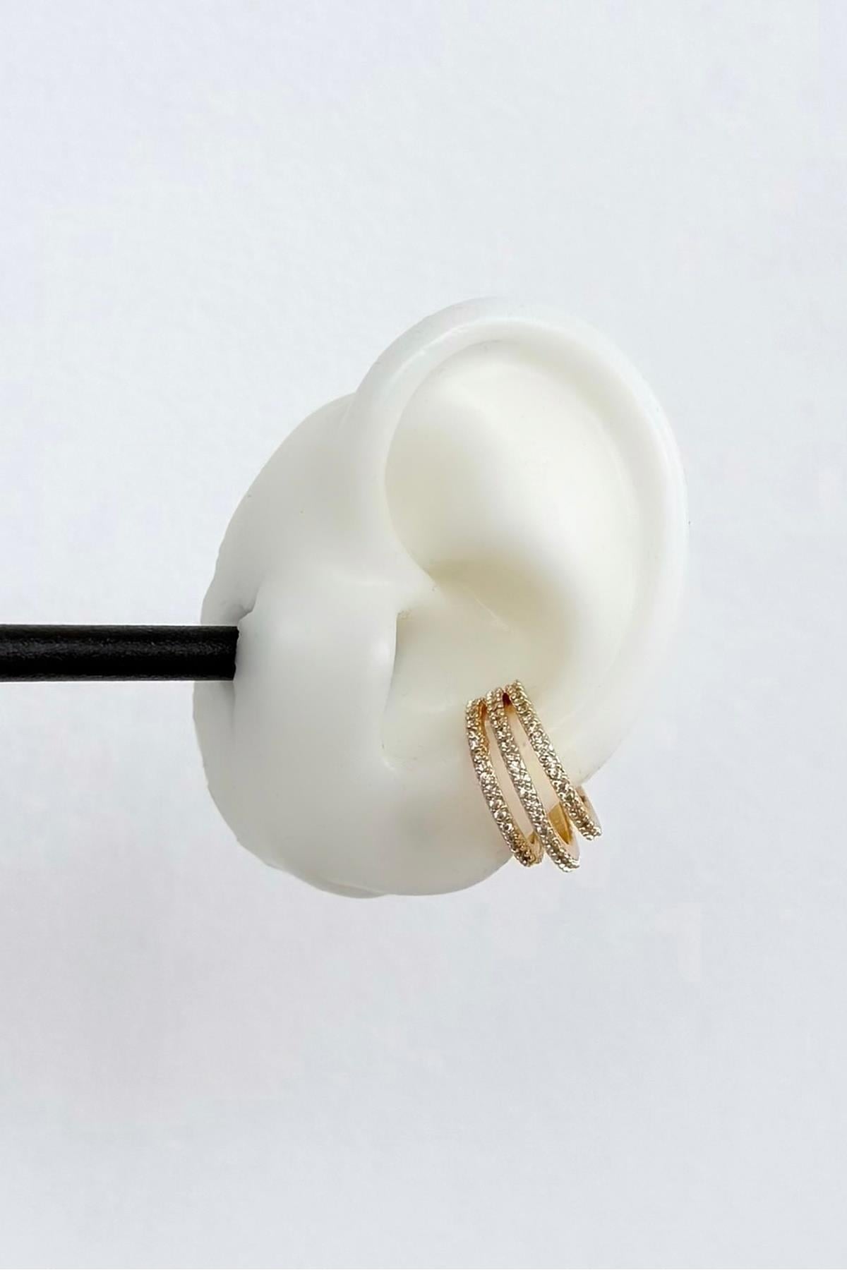Gold A.K. Taşlı Üçlü Earcuff